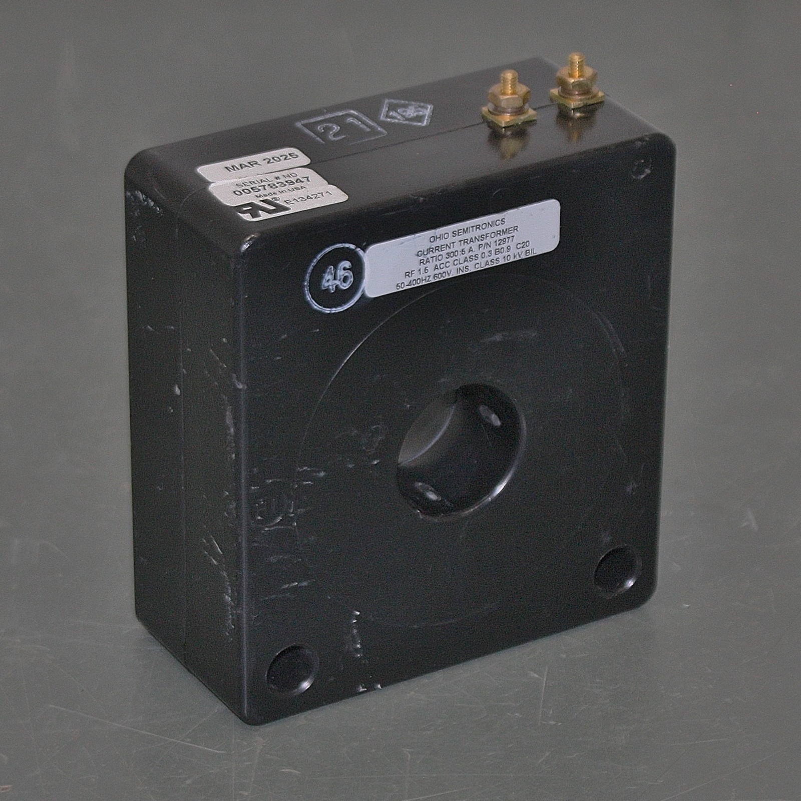 Ohio Semtronics Current Transformer 12977, 300:5, Class 0.3 B0.9, C20, 600V