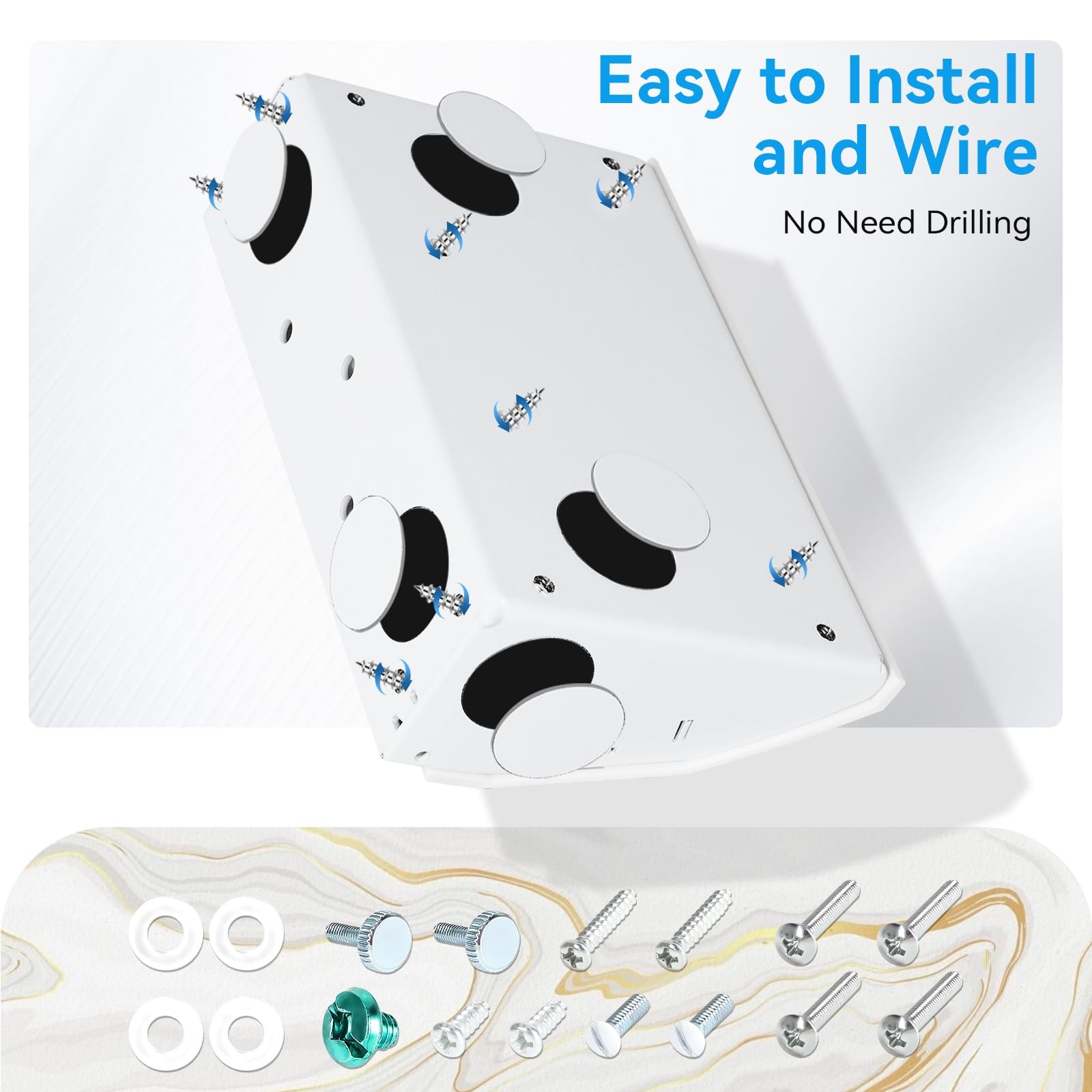 Under Cabinet Outlet Box, Easy to Install, Reserved Knock-Out Holes, Solid Ma…