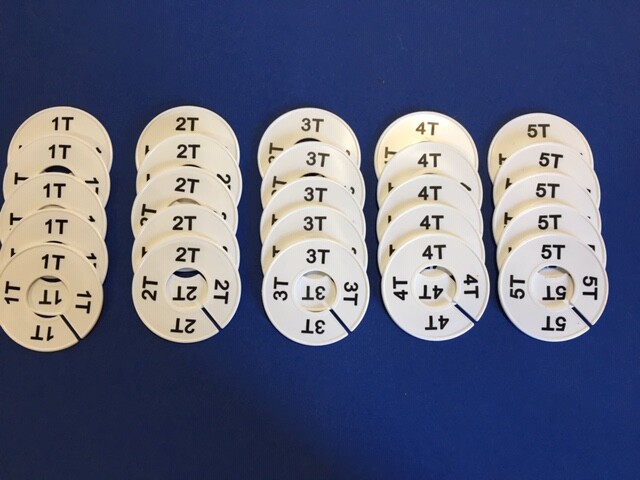 CLOTHING SIZE DIVIDERS 1T THRU 5T “5 each”