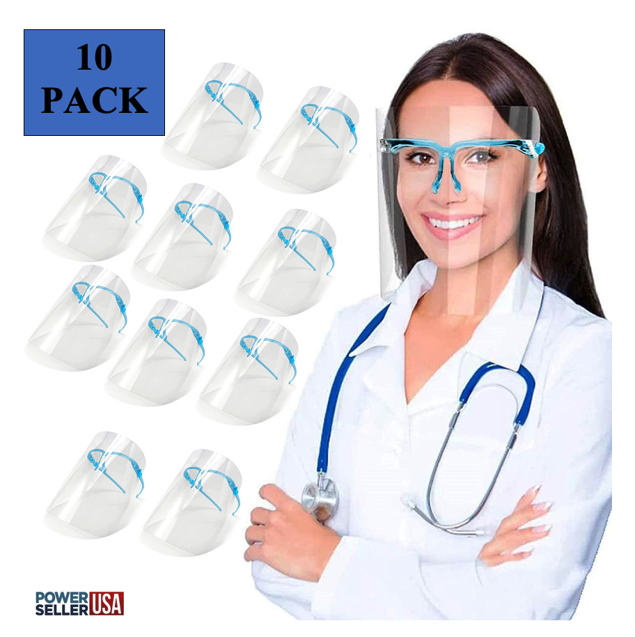10 Pack Reusable Glasses Face Shield Transparent Anti Air Dust Cover Unisex Kids