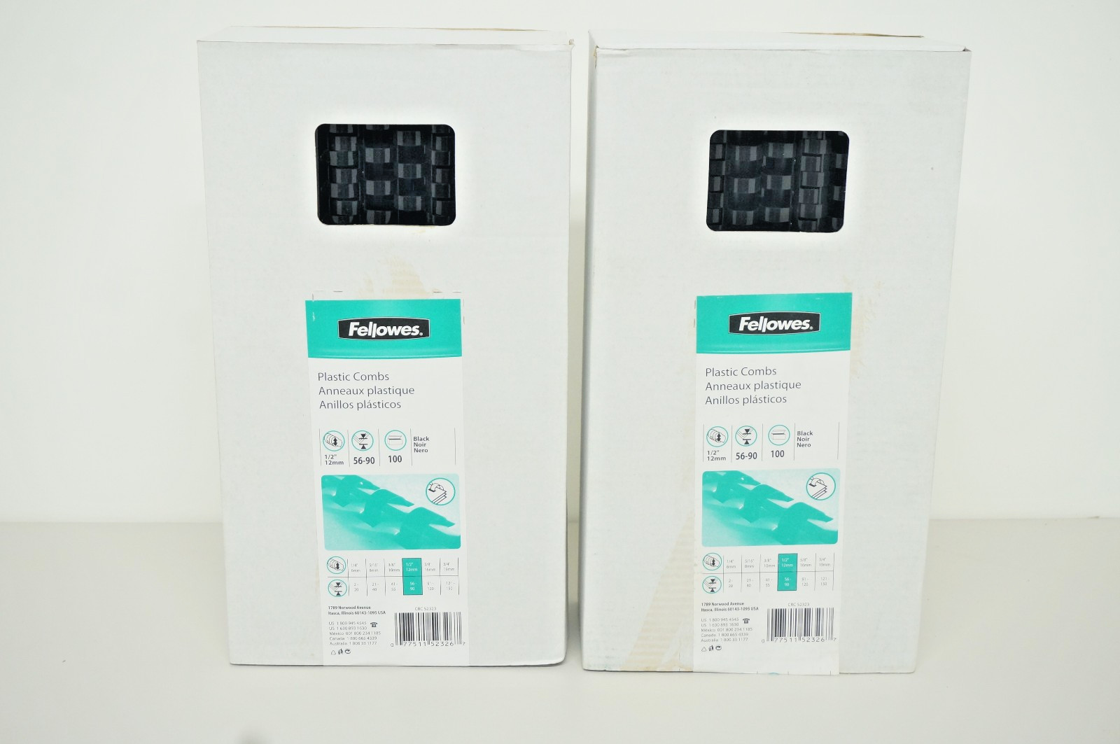 Fellowes 1/2″ Black Plastic Comb Bindings 56-90 Sheet Capacity – 2 Boxes 100 ea.
