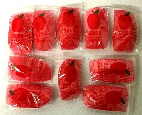 Apple Mini Zip Resealable Bags 5/8″ x 5/8″ Red Baggies 5858 1000ct. NEW