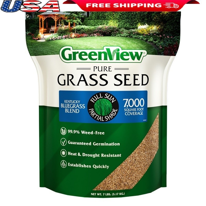 Pure Grass Seed Kentucky Bluegrass Blend 7 Lb 7000SqFt 14-28 Days Germinate