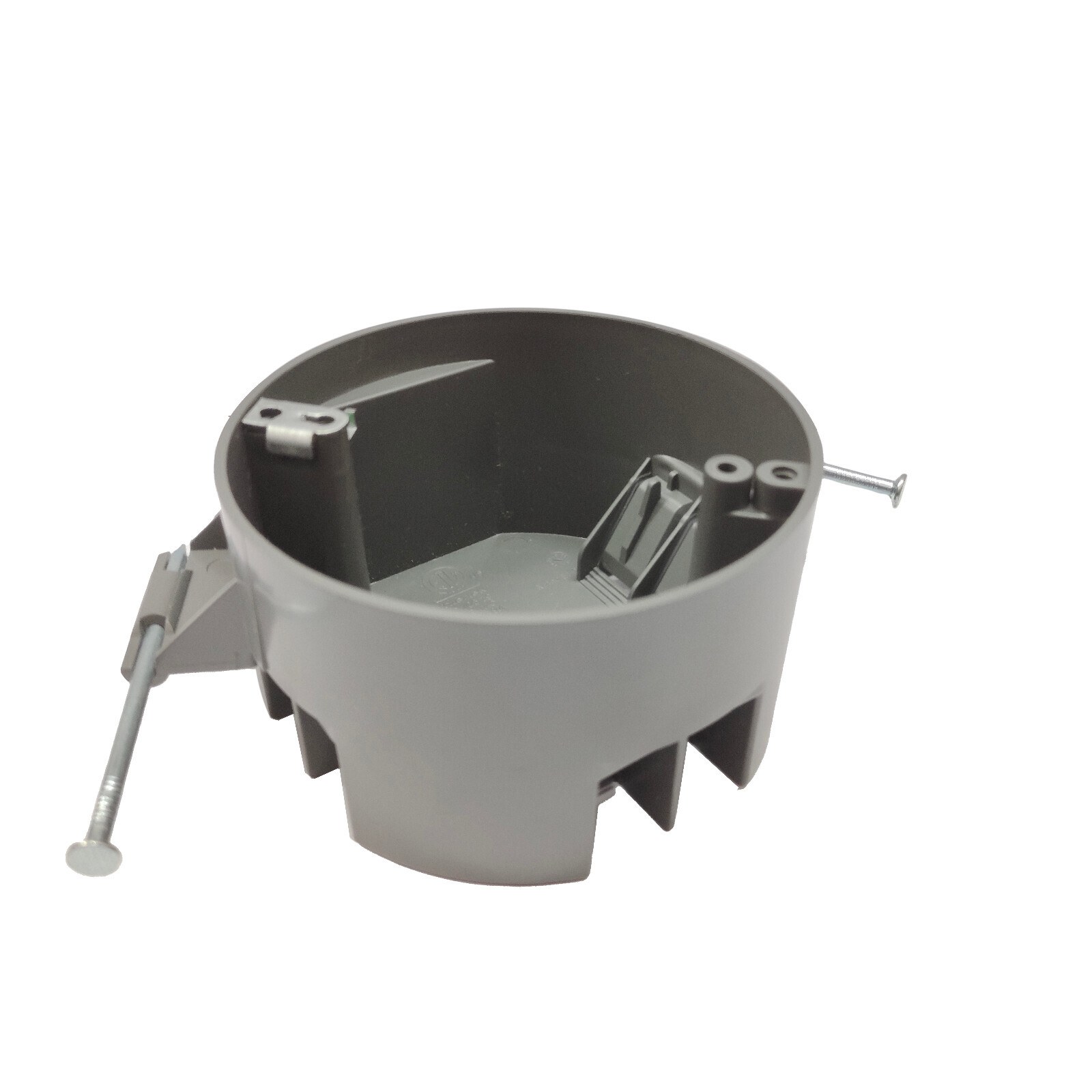 5-Pack 4″ Round Ceiling Box with Grounding 20 Cu In, ETL Certified, Plastic Gray
