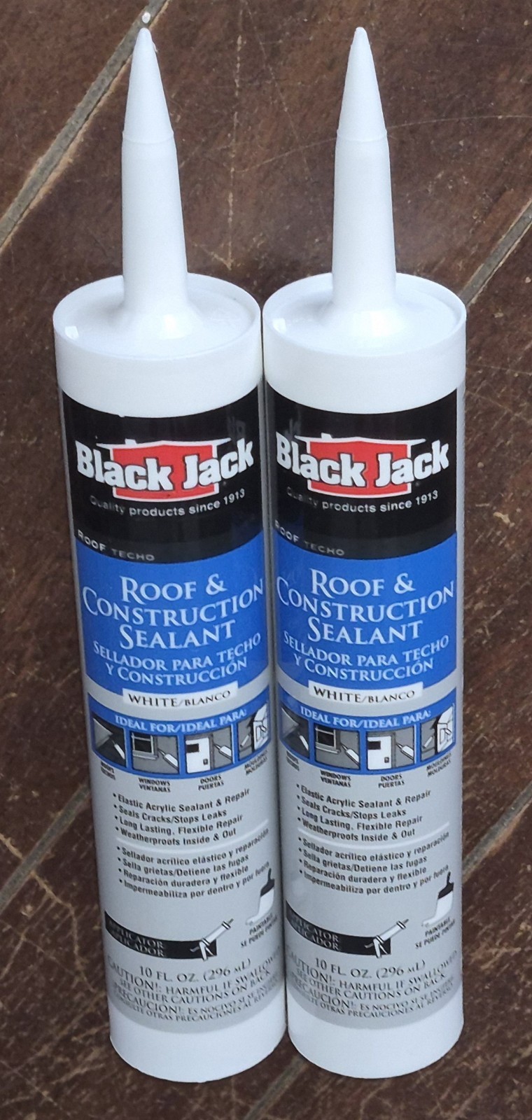 Lot of 2 Black Jack 10oz Tubes of White Roof & Construction Sealant #5227-1-61
