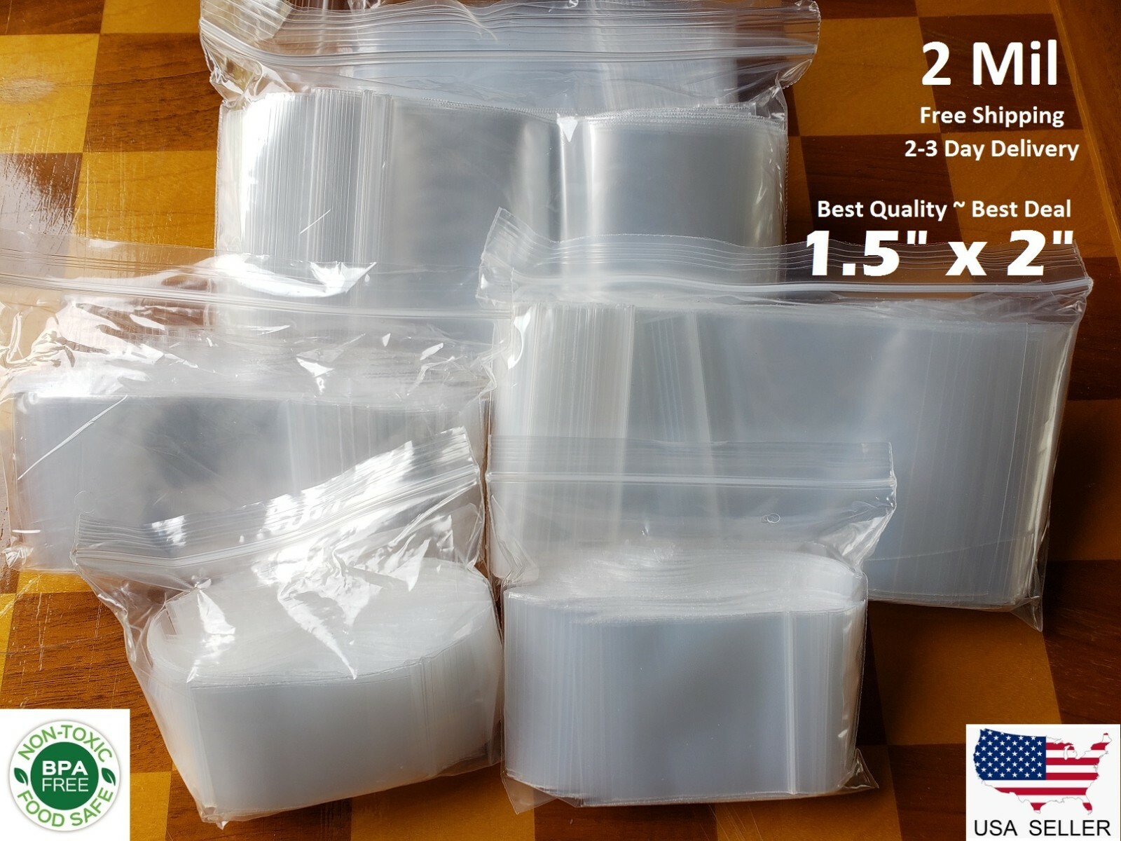 200 Reclosable 1.5″ x 2″ Zip Bags Reusable Jewelry Coin Lock able Mini 1½” x 2″