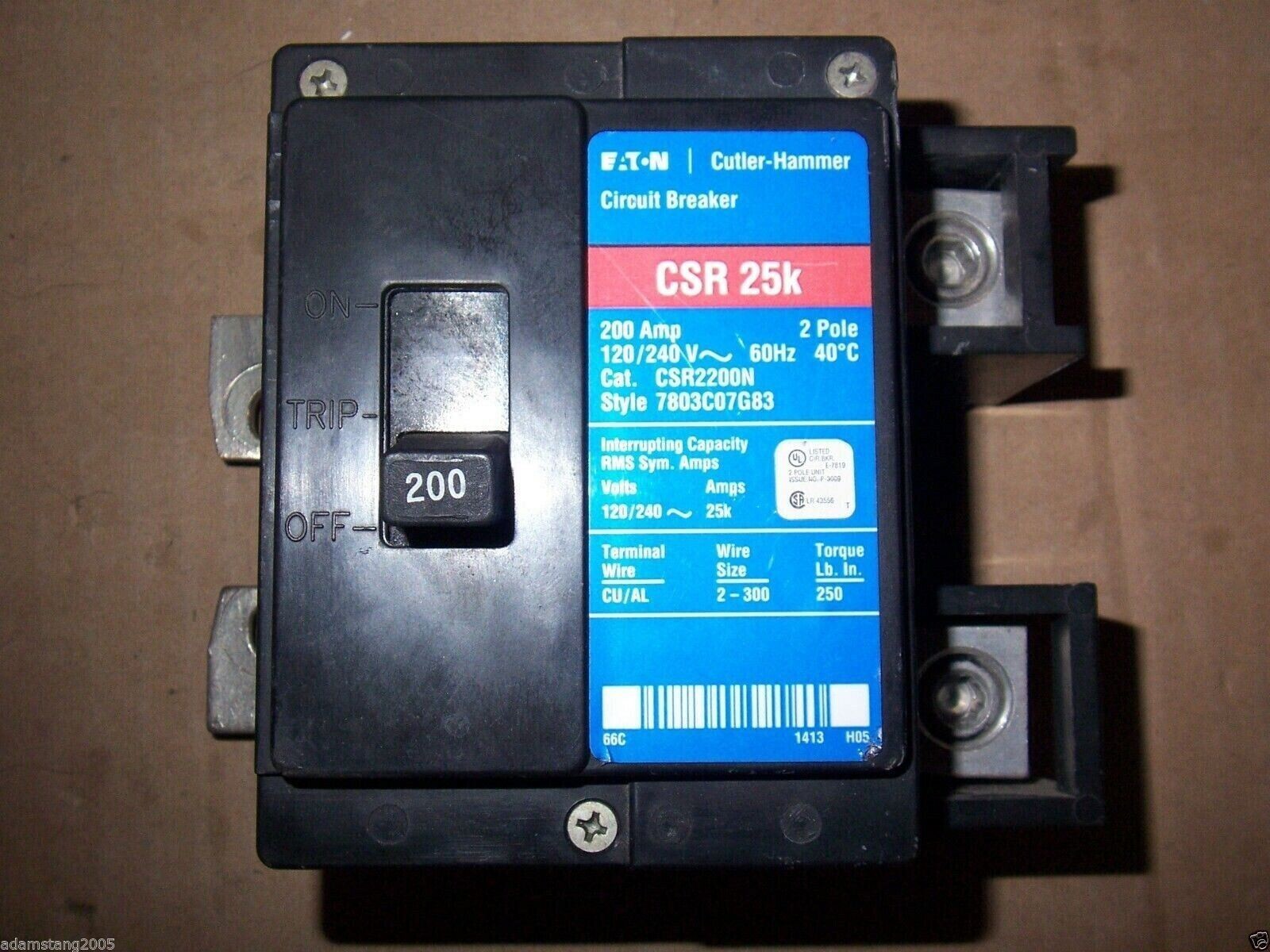 Eaton CH CSR CSR2200N 2 Pole 200 Amp 240V Circuit Breaker