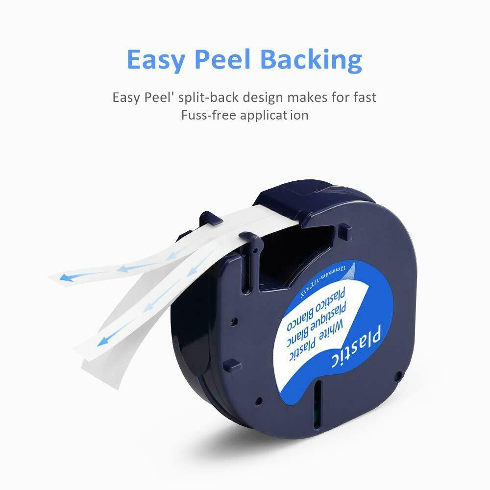 5PK Compatible Dymo LetraTag Refill 91331 Plastic White Label Tape 12mm LT-100H