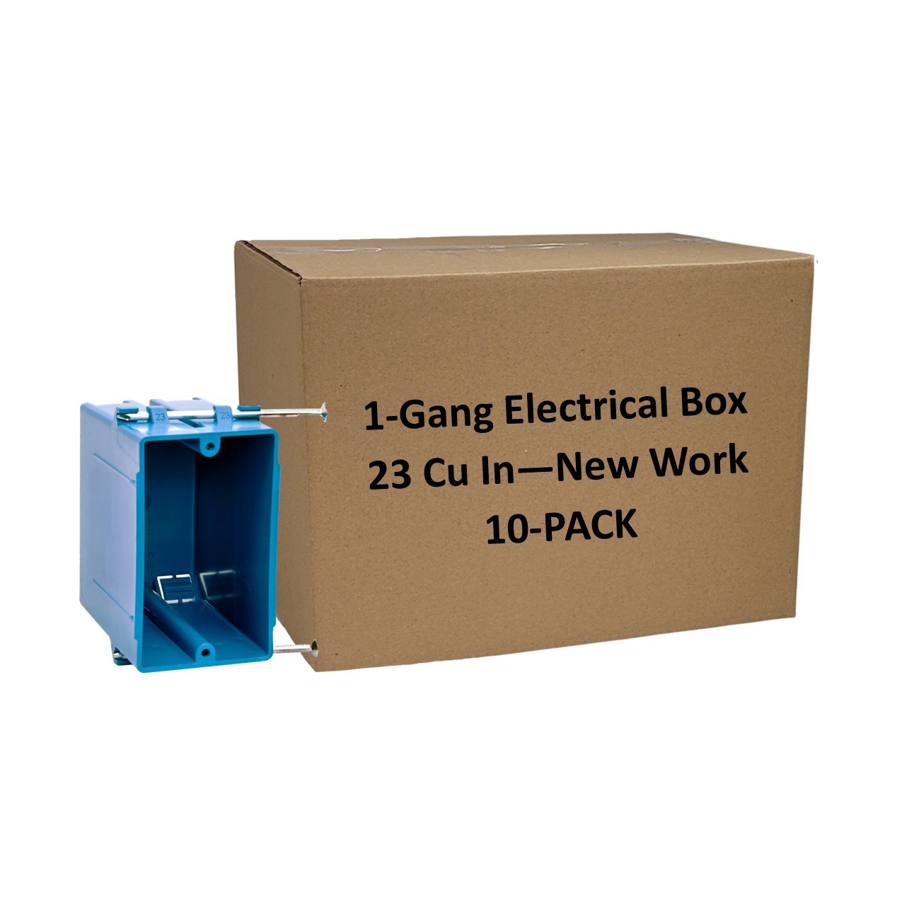 10-Pack 1-Gang New Work Electrical Box 23 Cu In ETL Certified Outlet Switch Box