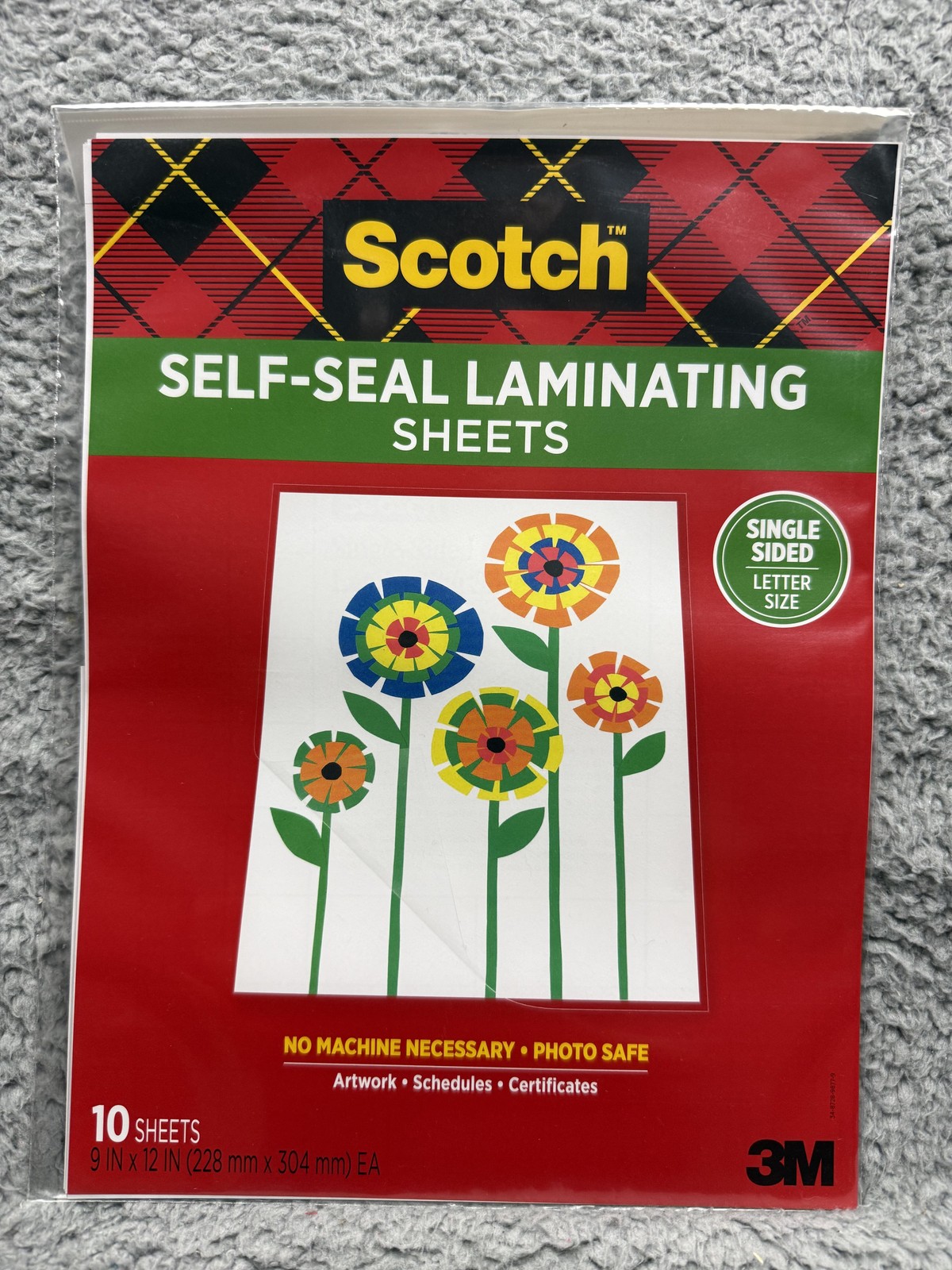 Scotch Self-Seal Laminating Sheets 10 Pack Single-Sided 9×12 LS854SS-10 3M Clear