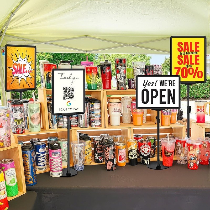 Adjustable Height Double-Sided Sign Stand W/ Extended Base Floor & Table New
