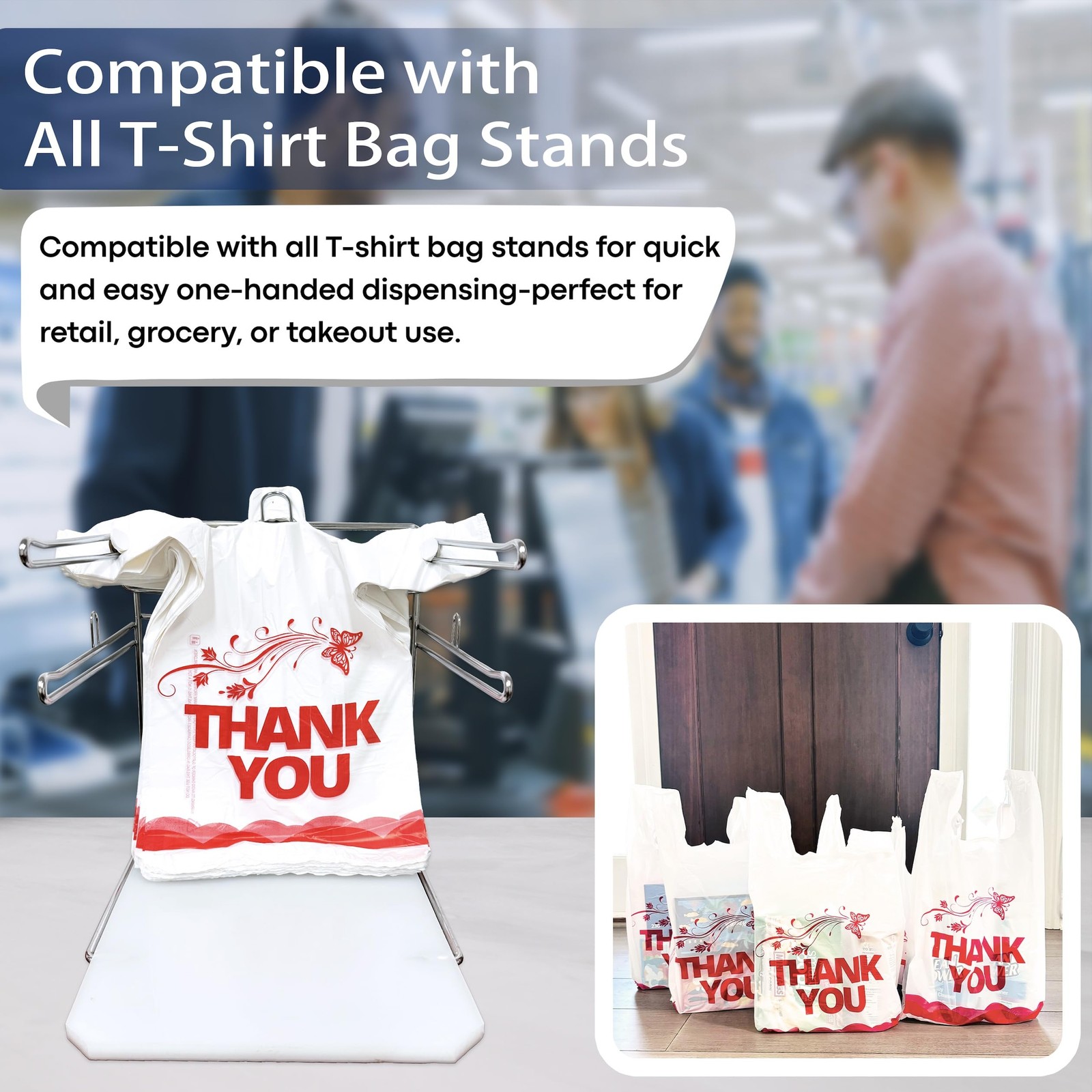 100 Pcs White Thank You Bags T Shirt Bags To Go Grocery Reusable Disposable