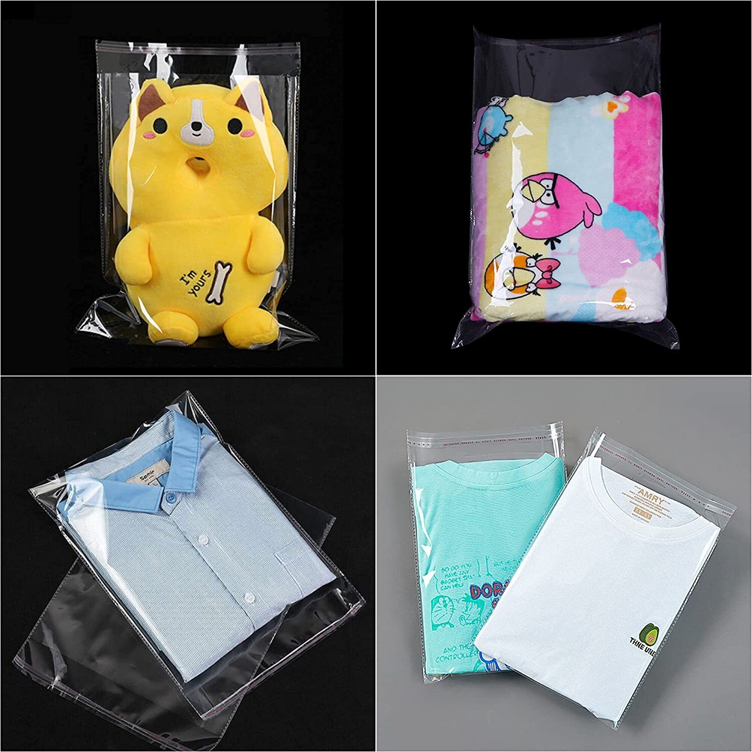 100-2000 Clear Poly Bags OPP Cellophane Plastic Cello Bag Self Adhesive Any Size