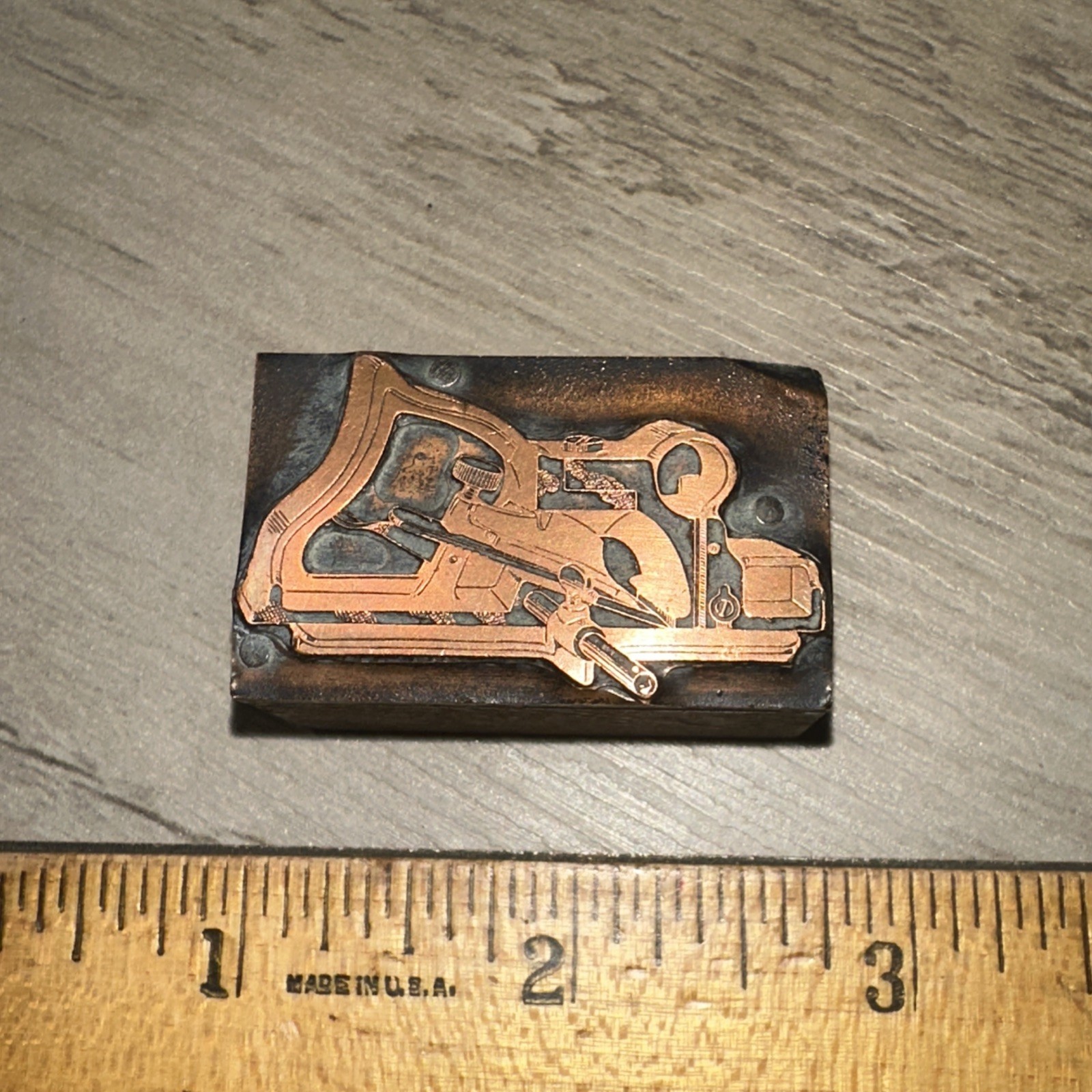 Printing Letterpress Print Block Early Wood Plane Carpenter Tool #3