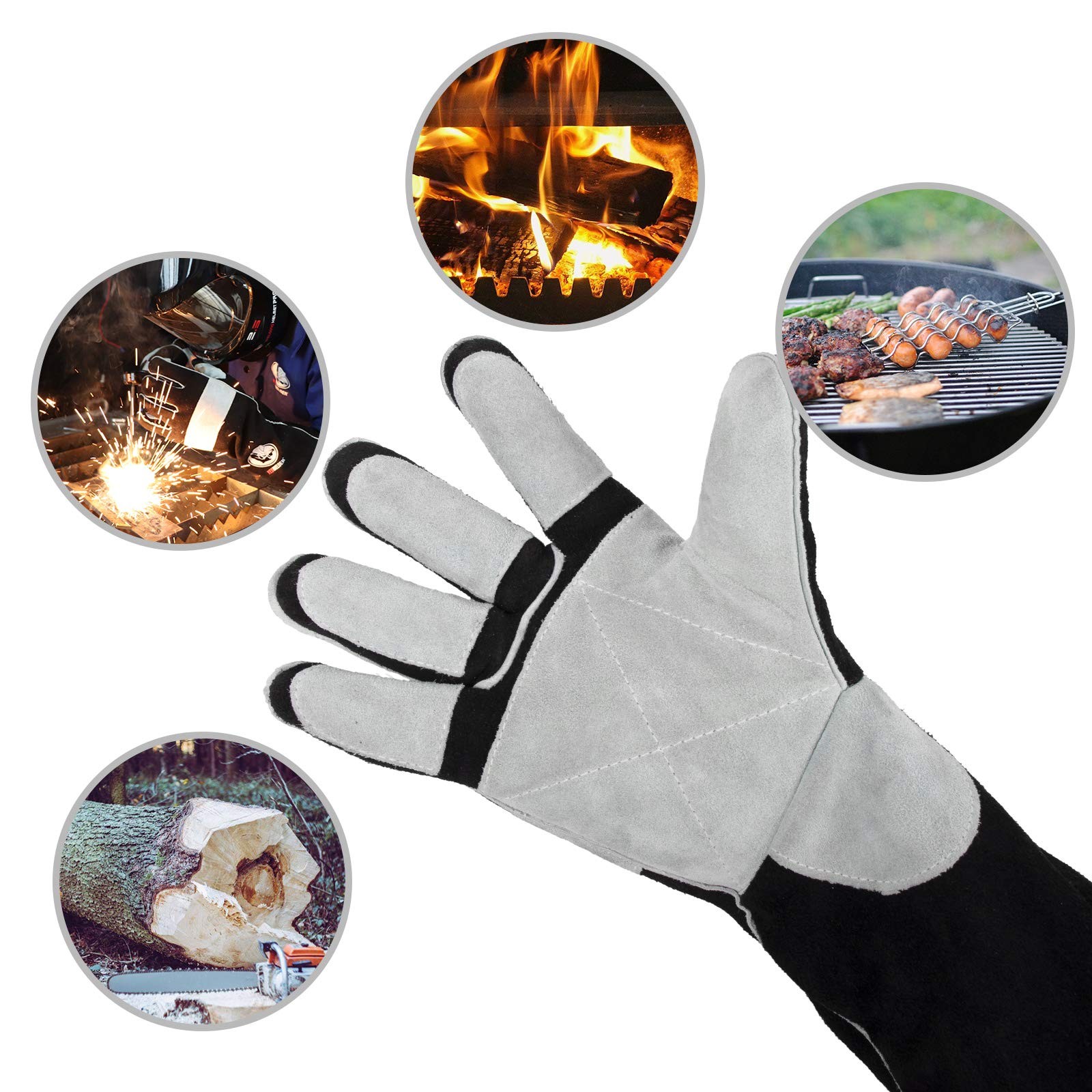 16 Inches,932℉,Leather Forge MIG Welding Gloves, with Kevlar Stitching Heat/F…