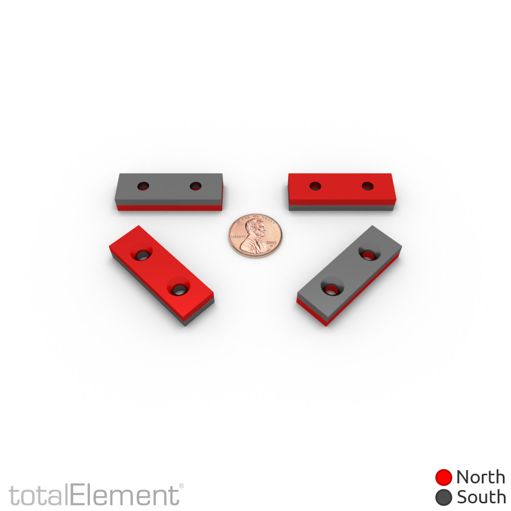 1.5 x 1/2 x 1/4 Inch Neodymium Double Countersunk Block Magnets N48 (4 Pack)