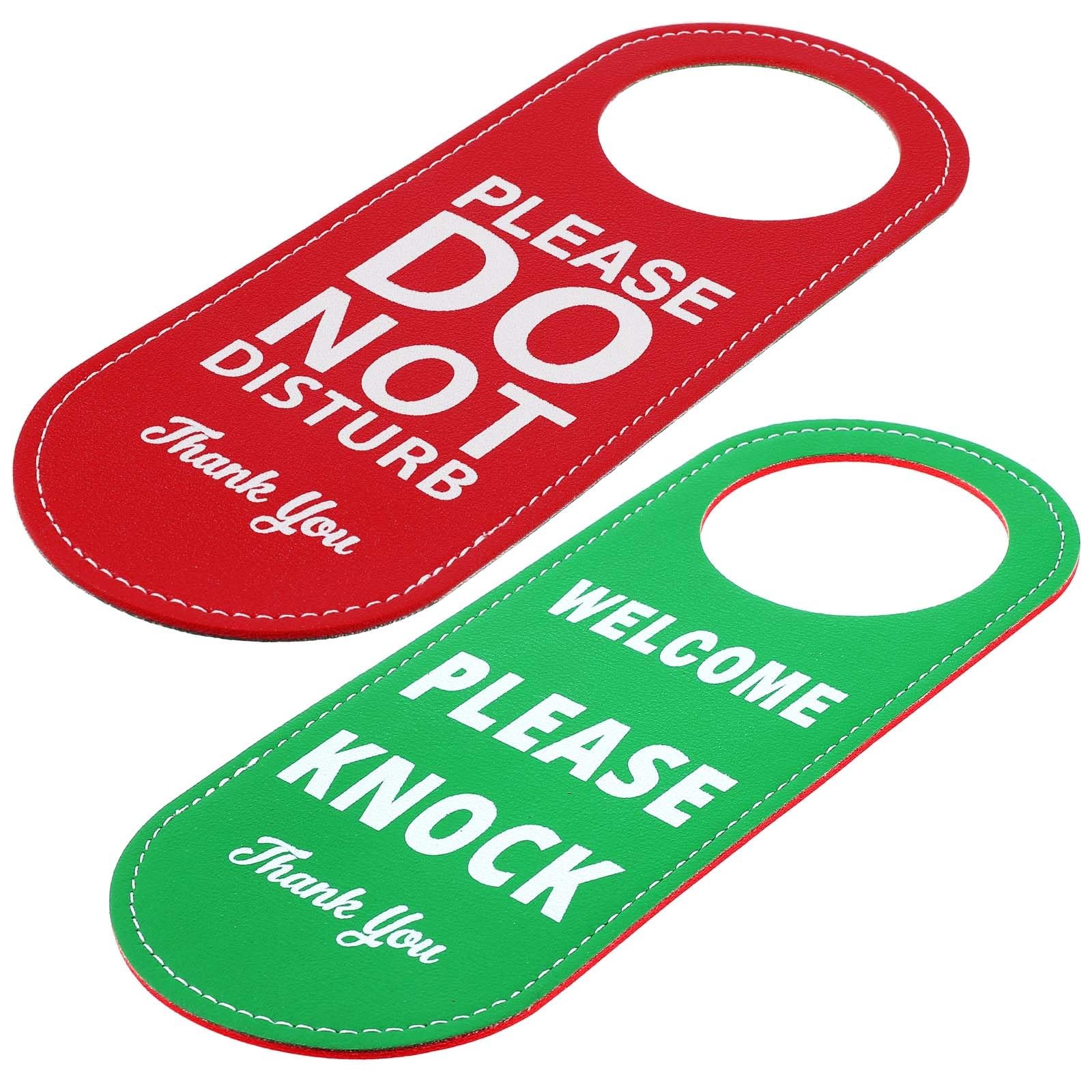 PU Leather Please Do Not Disturb Sign and Welcome Please Knock Sign, Door Knob