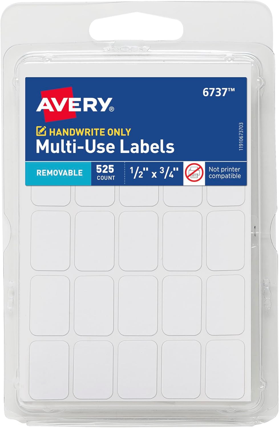 Avery Multi-Use Removable Labels, 1/2″ x 3/4″, White, Non-Printable, 525 Labels