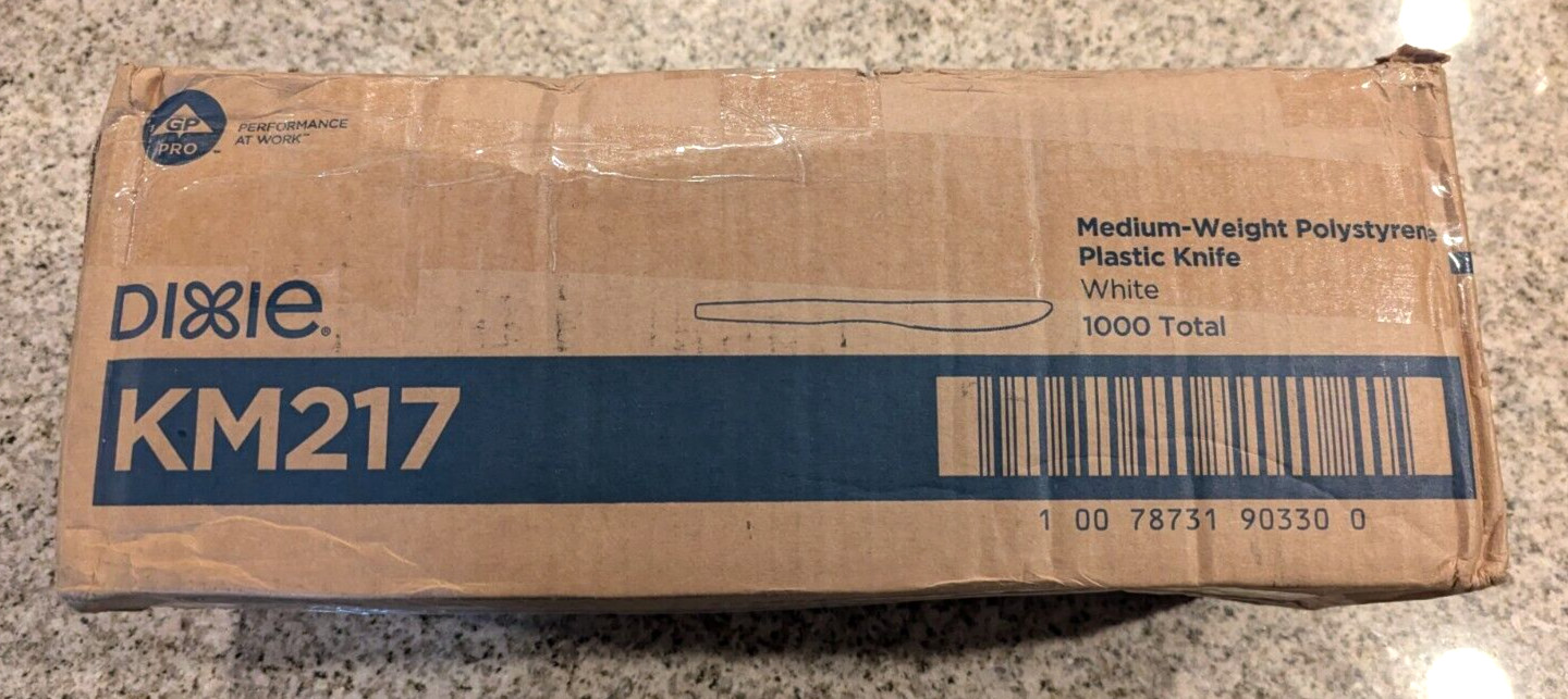 1000 Ct Dixie Disposable Cutlery Medium-Weight Plastic KNIVES White KM217 knife