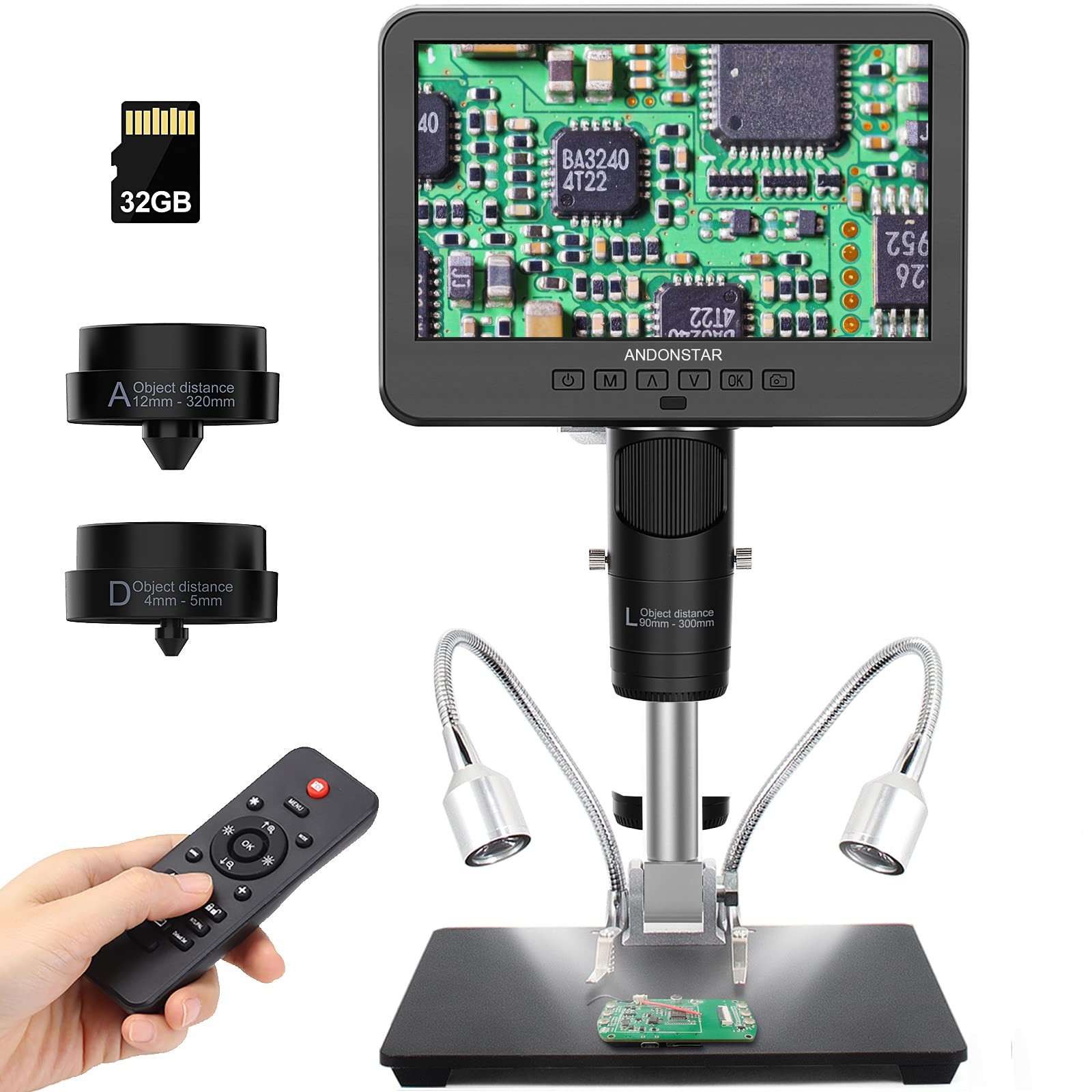 Andonstar 7″ LCD(HDMI)-AD246S-M, Digital Microscope-7″ (HDMI) 3 Lens AD246S-M