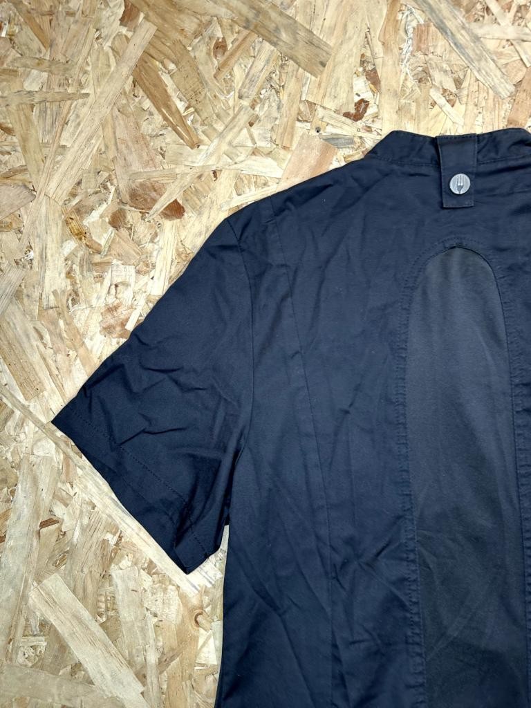 Chef Works Womens Black Short Sleeve Chef Coat Jacket Size Small Snap Front