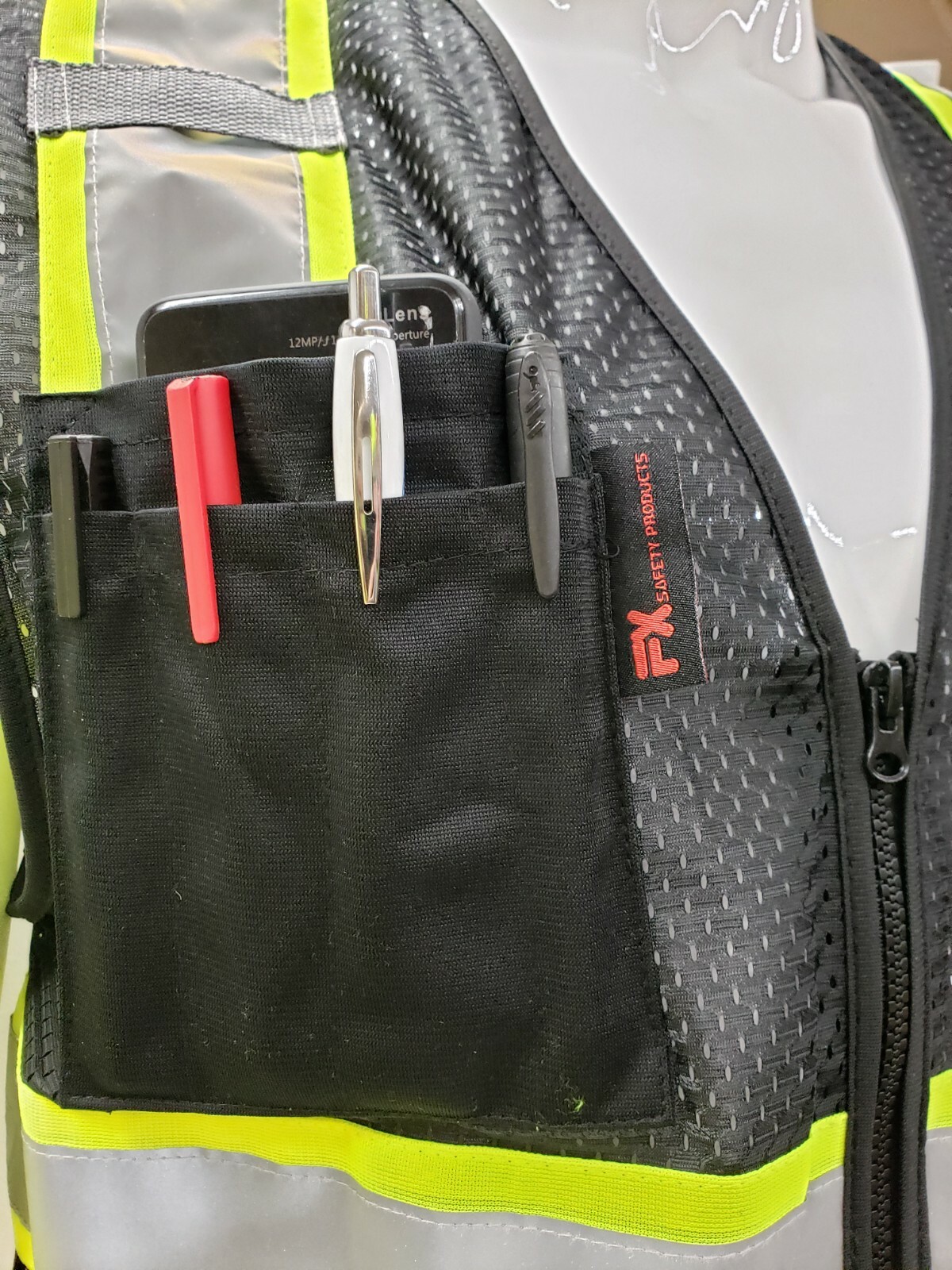 FX High Visibility Reflective BLACK OR BLUE Safety Vest w/ ID pocket FXSV2000-BK