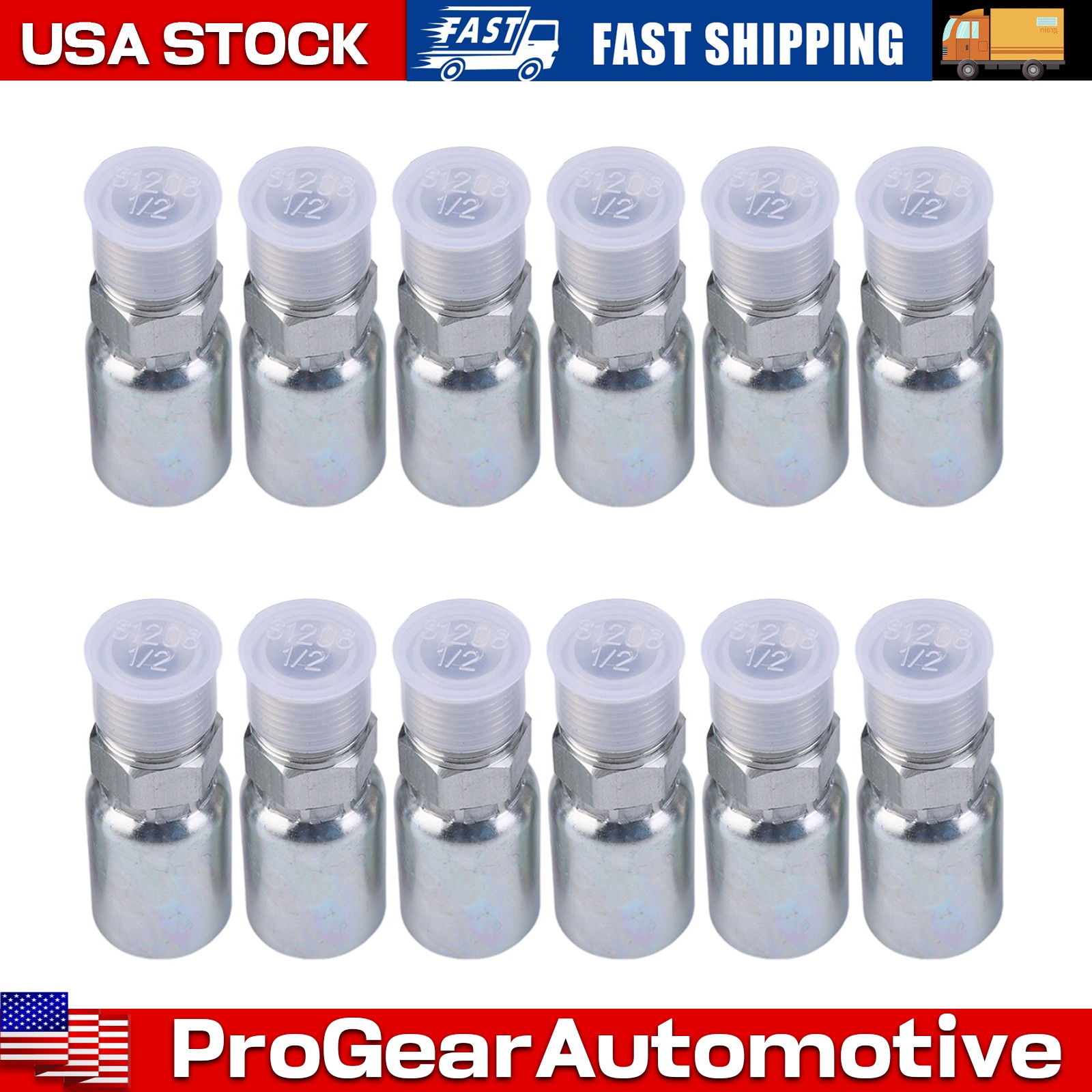 12-Pack 1/2″ Hose x 1/2″ NPTF Male Pipe Thread Hydraulic Hose End Crimp Fittings