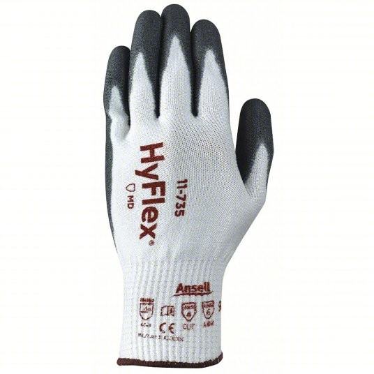6 Pairs Large HyFlex® 11-735 Size 9, ABR 6, A4 Cut Resistant Gloves Polyurethane