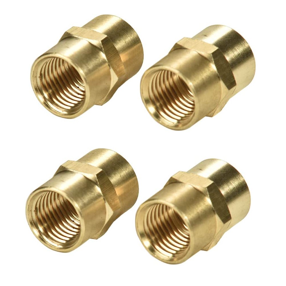 4 Pack 1/4″ X 1/4″ NPT Coupler, Brass Female Pipe Fitting (1/4″ X 1/4″ NPT Femal