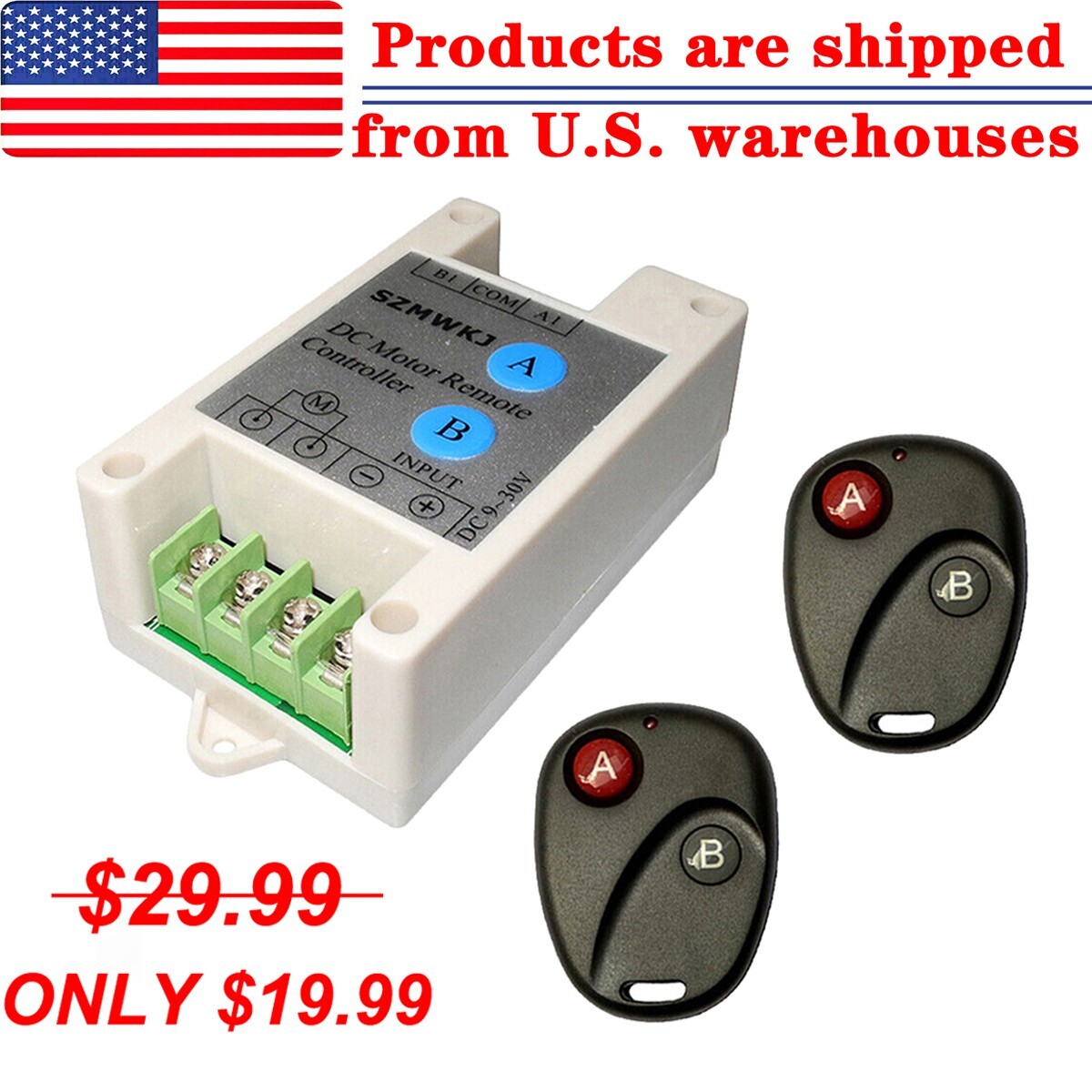Wireless 9-30V Positive Inversion Remote Control for DC Motor Linear Actuator IG