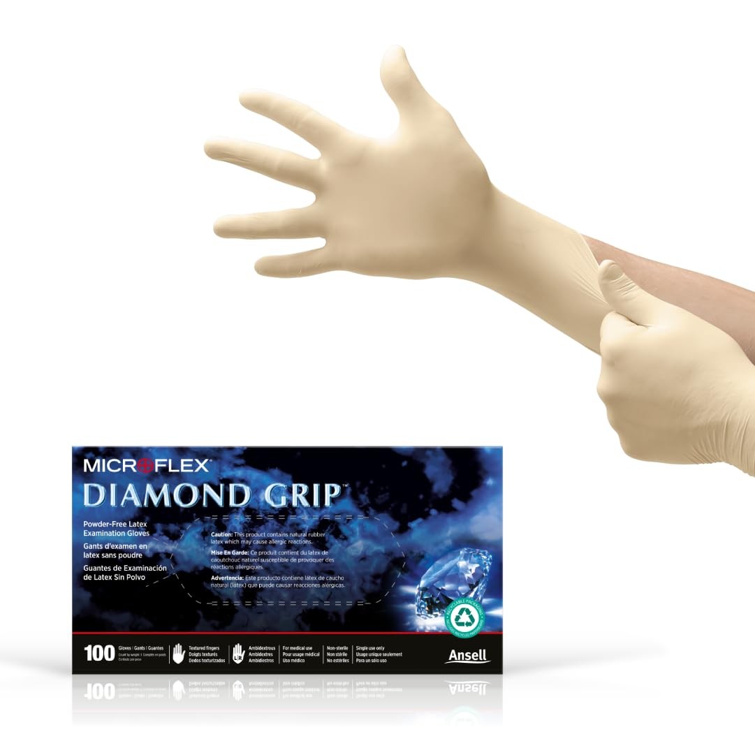 MICROFLEX Diamond Grip MF-300 Disposable Latex Gloves for Automotive, Healthc…