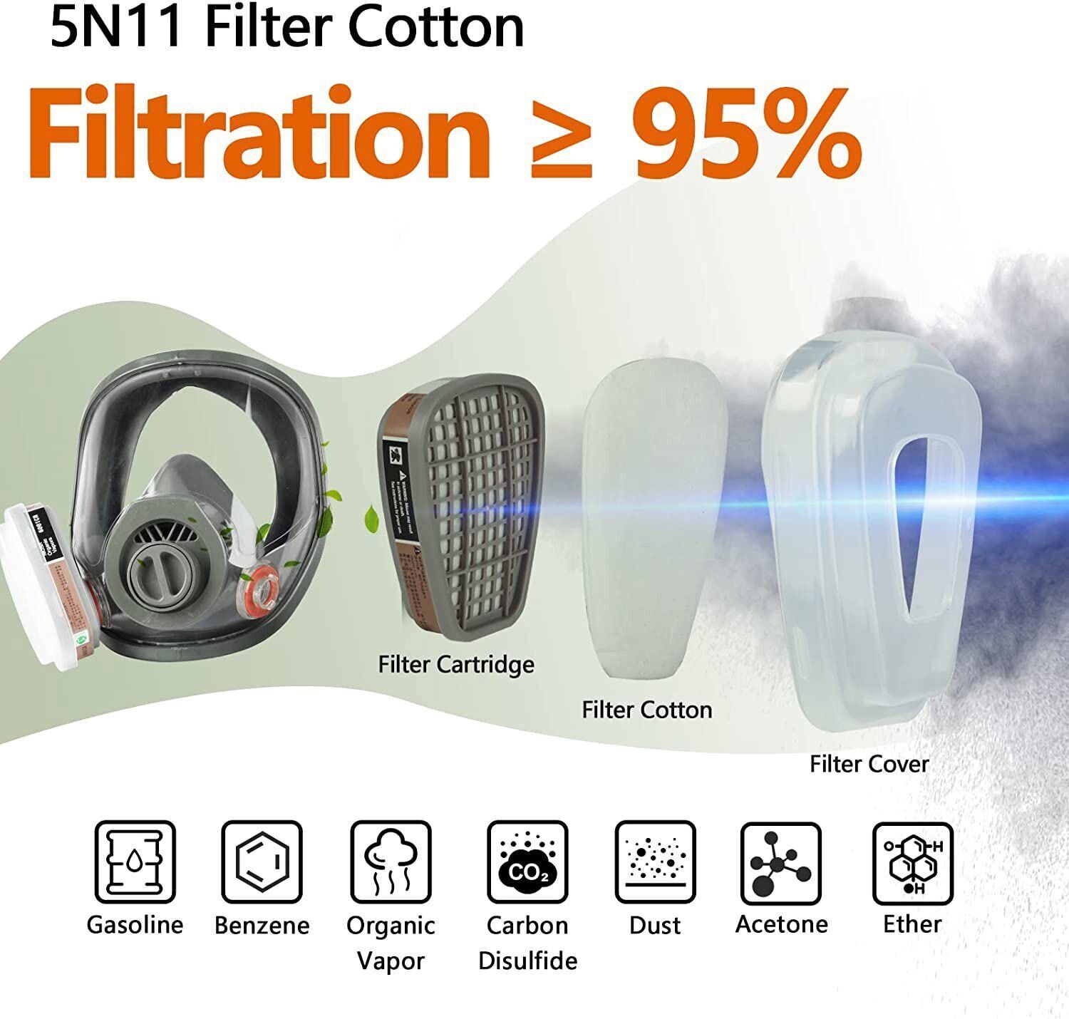 40Pcs 5N11 Cotton Filters Replacement For 6100 6200 6800 7502 Respirator Filter