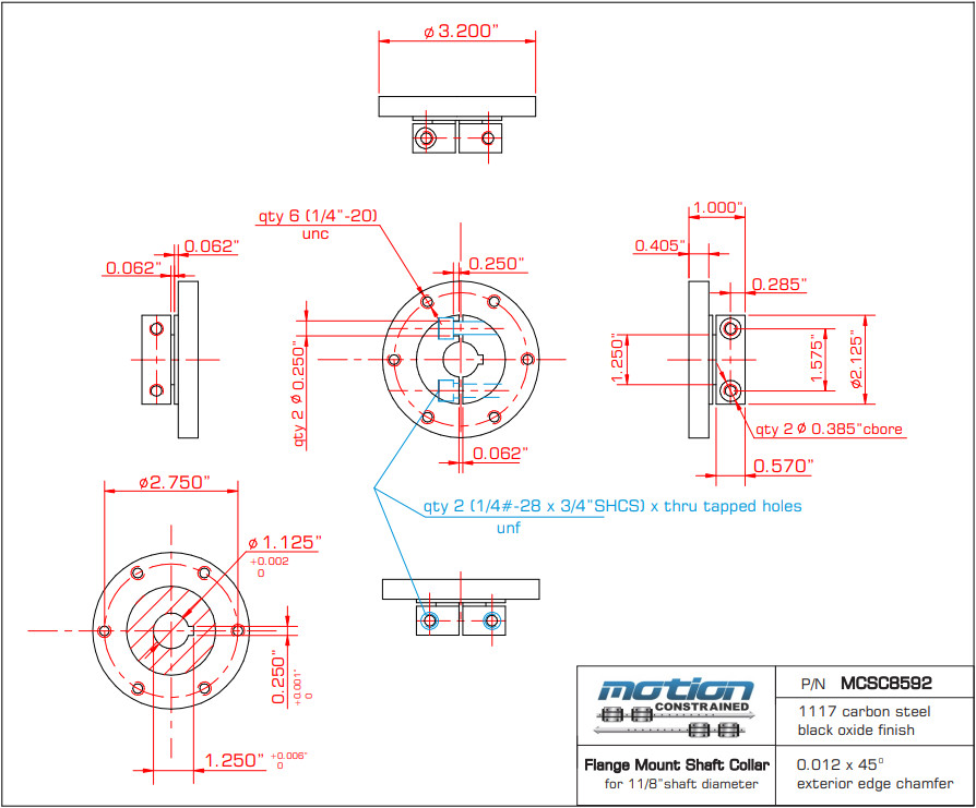 Motion Constrained MCSC Flange / Hub Mount Shaft Collar Couplings