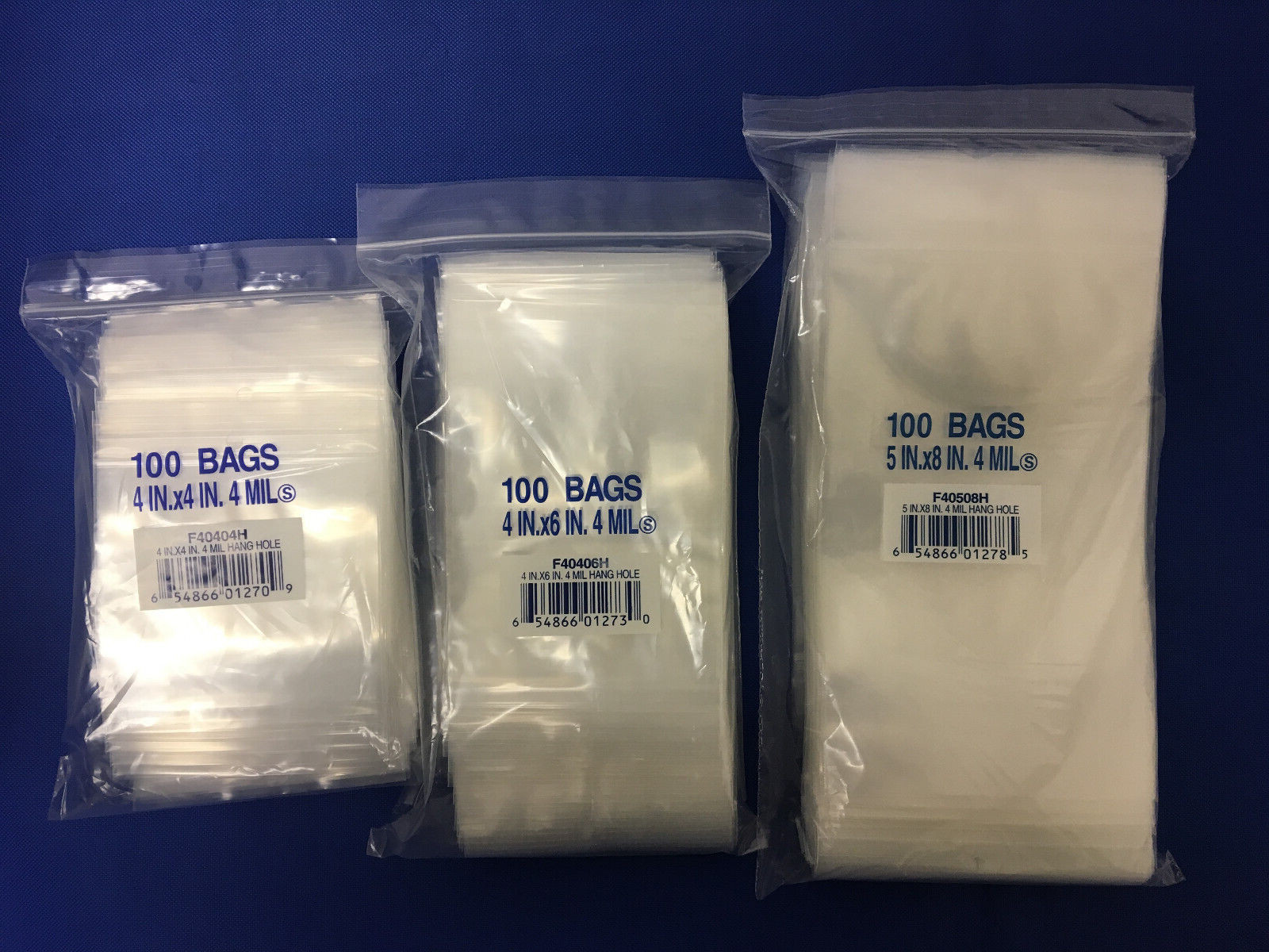 Clear LK Zip-Lock Seal Top Re-closable Zipper Hang Hole Plastic Poly Bags 4 Mil