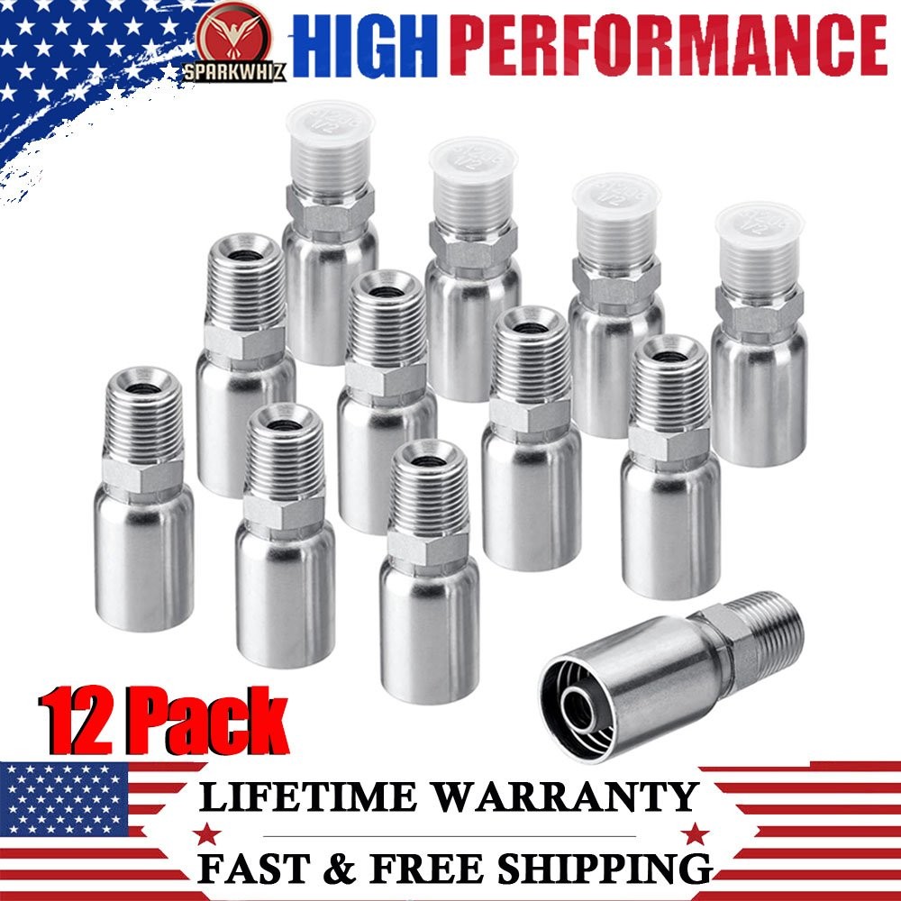 12Pack 1/2″ NPTF Hydraulic Hose End Fittings, 1/2″ I.D. Hose x 1/2″ NPTF Male US