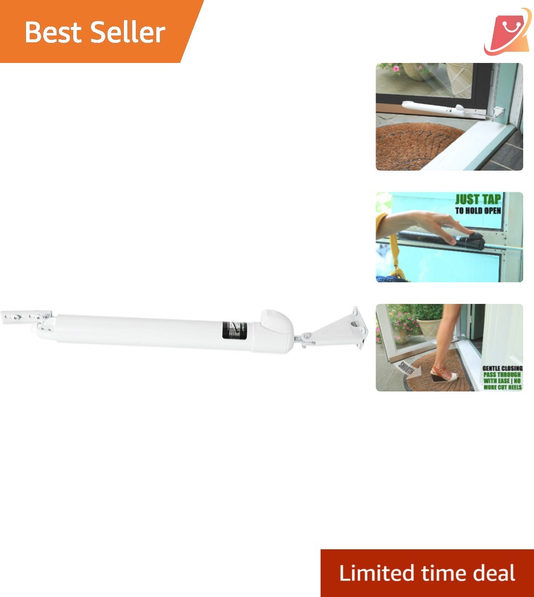 Door Closer Plastic White Standard-Duty Smooth Hold Open Easy Installation