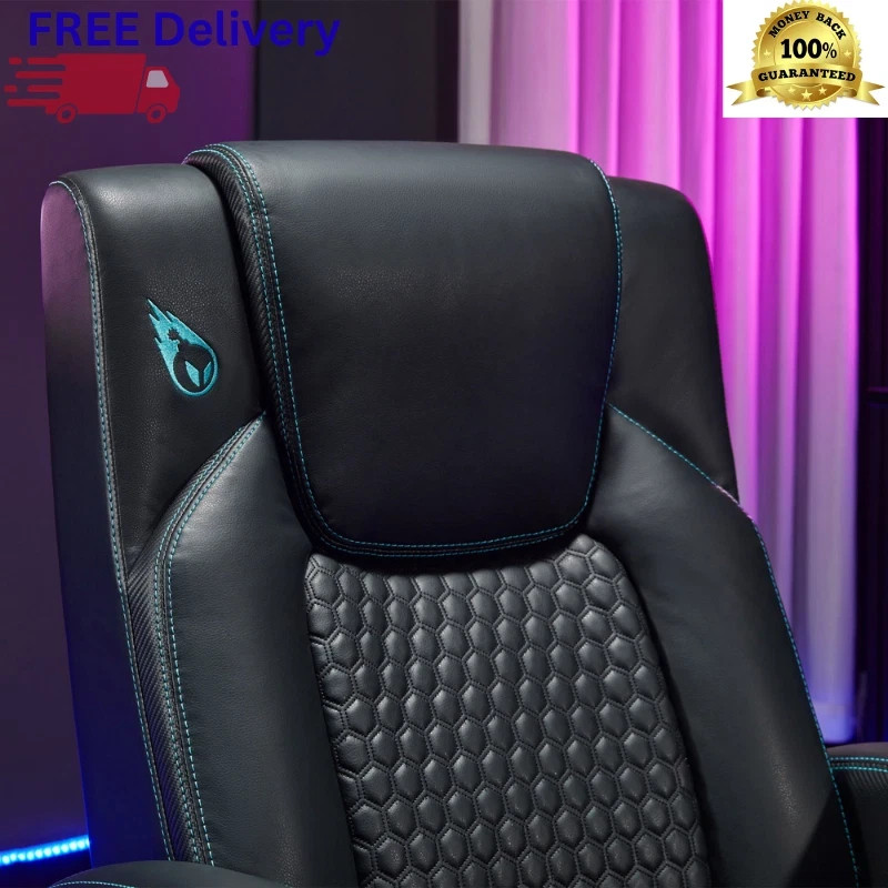 Pedestal Swivel Gaming Chair Ergonomic Reclining Office Seat Padded Arm New