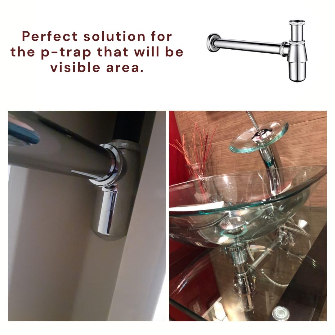 Classical Basin Bottle Trap Chrome Sink 1.25 inches x 11.61 inches,
