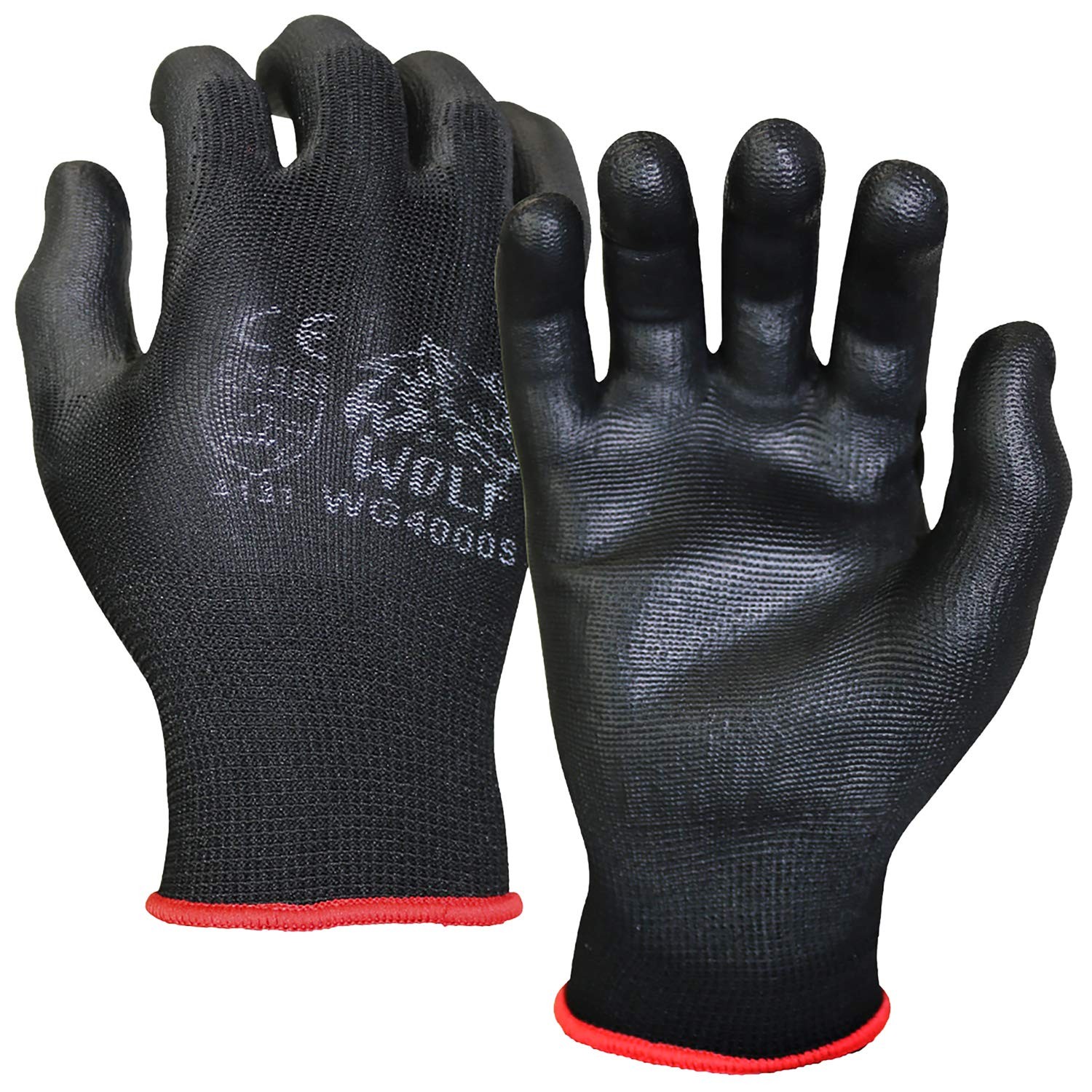 WOLF Polyurethane Palm Coated Nylon Shell Work Gloves, Construction, Mechanic…