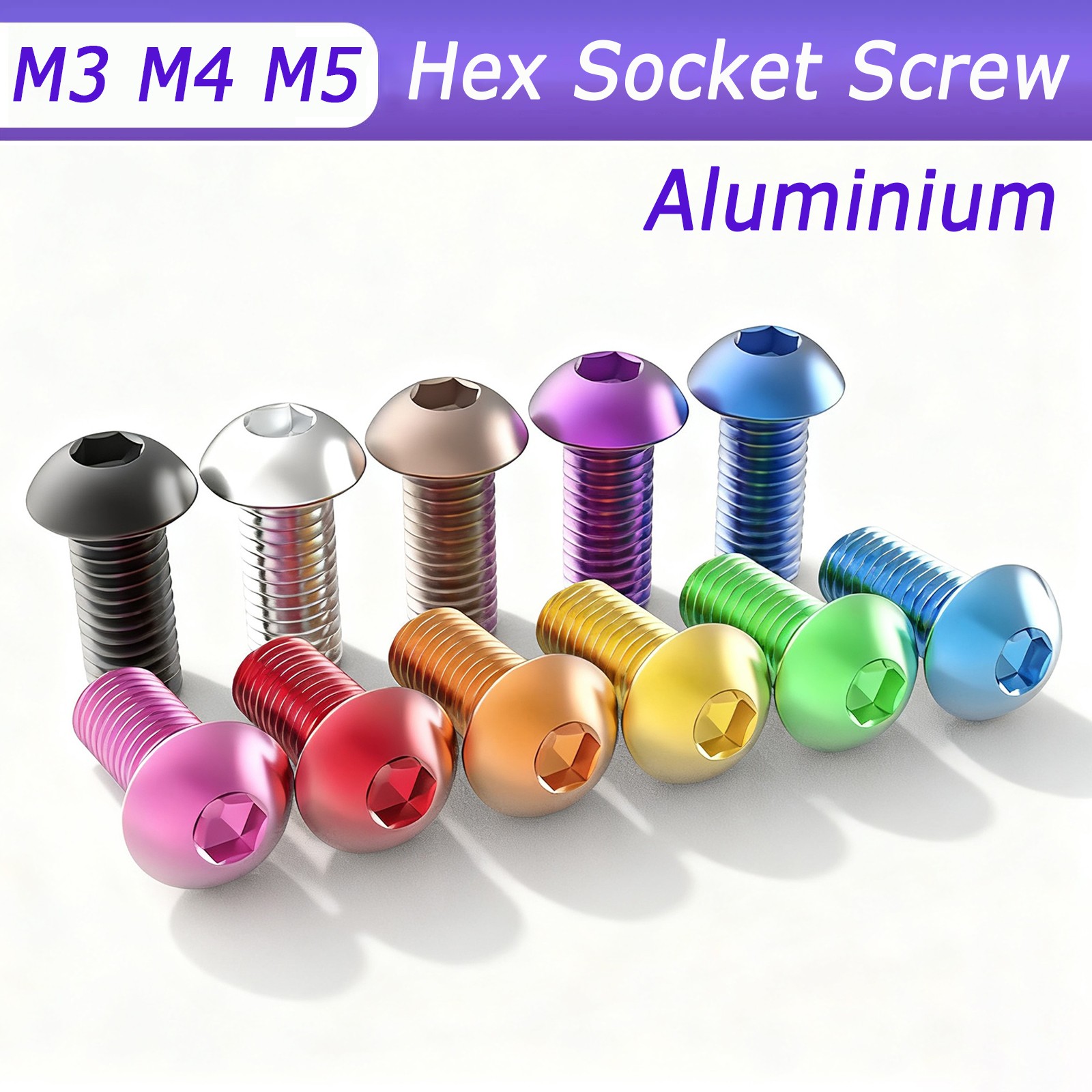 Aluminium Button Head Allen Screws Anodizing Hex Socket Colourful Screw M3 M4 M