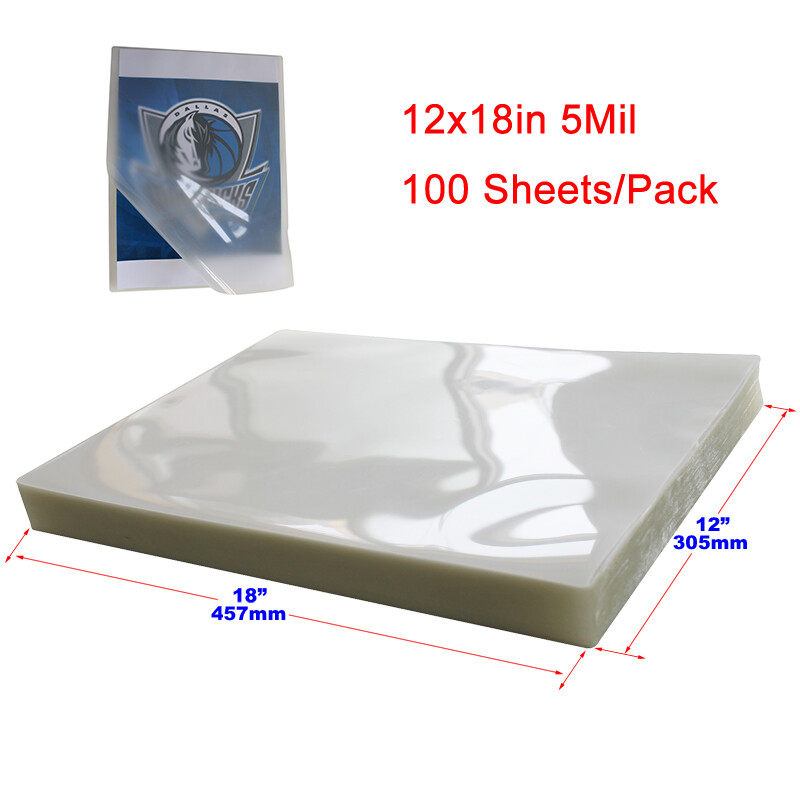 12x18in Large Size PVC Photo Thermal Laminating Pouch Film 5Mil 100 Sheets/Pack