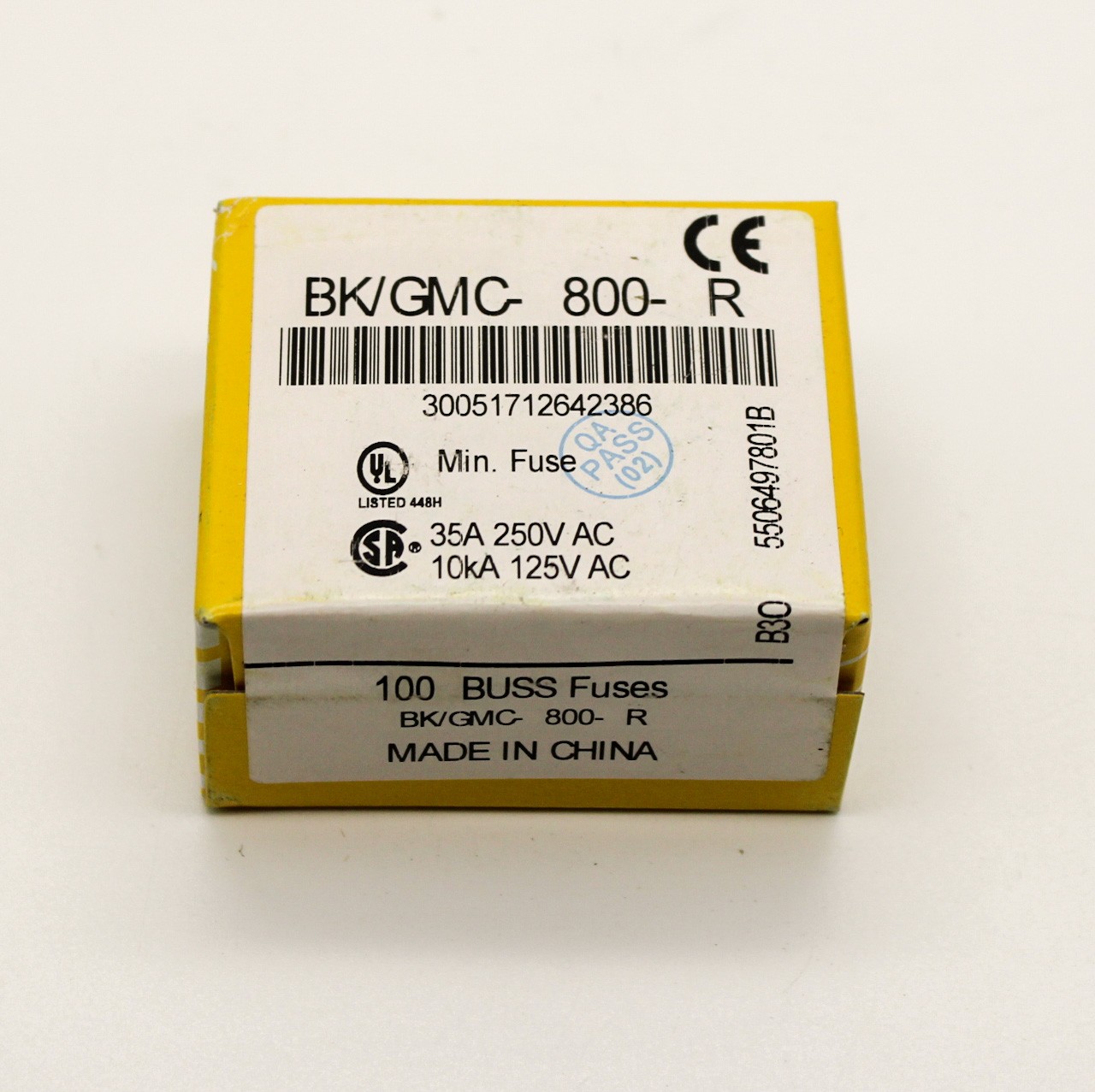 Pack of 100 Eaton BK/GMC-800-R 800MA 250VAC 5X20mm Glass Fuse Cartridge
