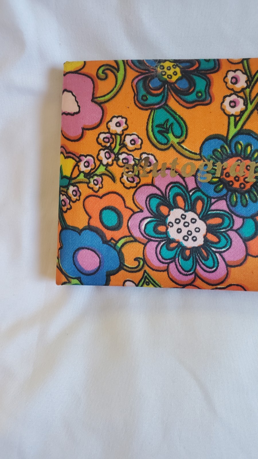 Flower Power Vintage 1970’s Autograph Book Satin Cover Flowers Hong Kong Unique