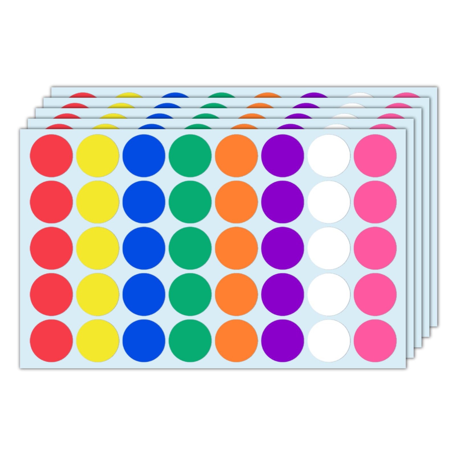 1000 Pack, 1 inch – Colored Round Circle Dot Stickers, 1000 Pieces, 8 Colors