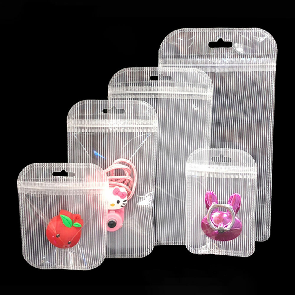 Multi-Size Front Clear Back Color Glossy Flat Mylar Zip Lock Bag w/ Hang Hole