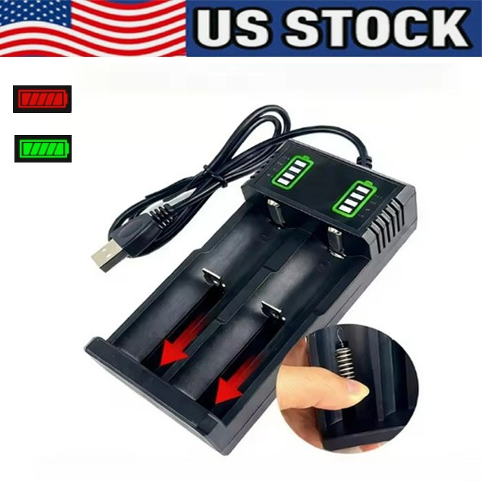 2-Slot USB Intelligent Battery Charger For 18650 14500 16340Rechargeable Battery