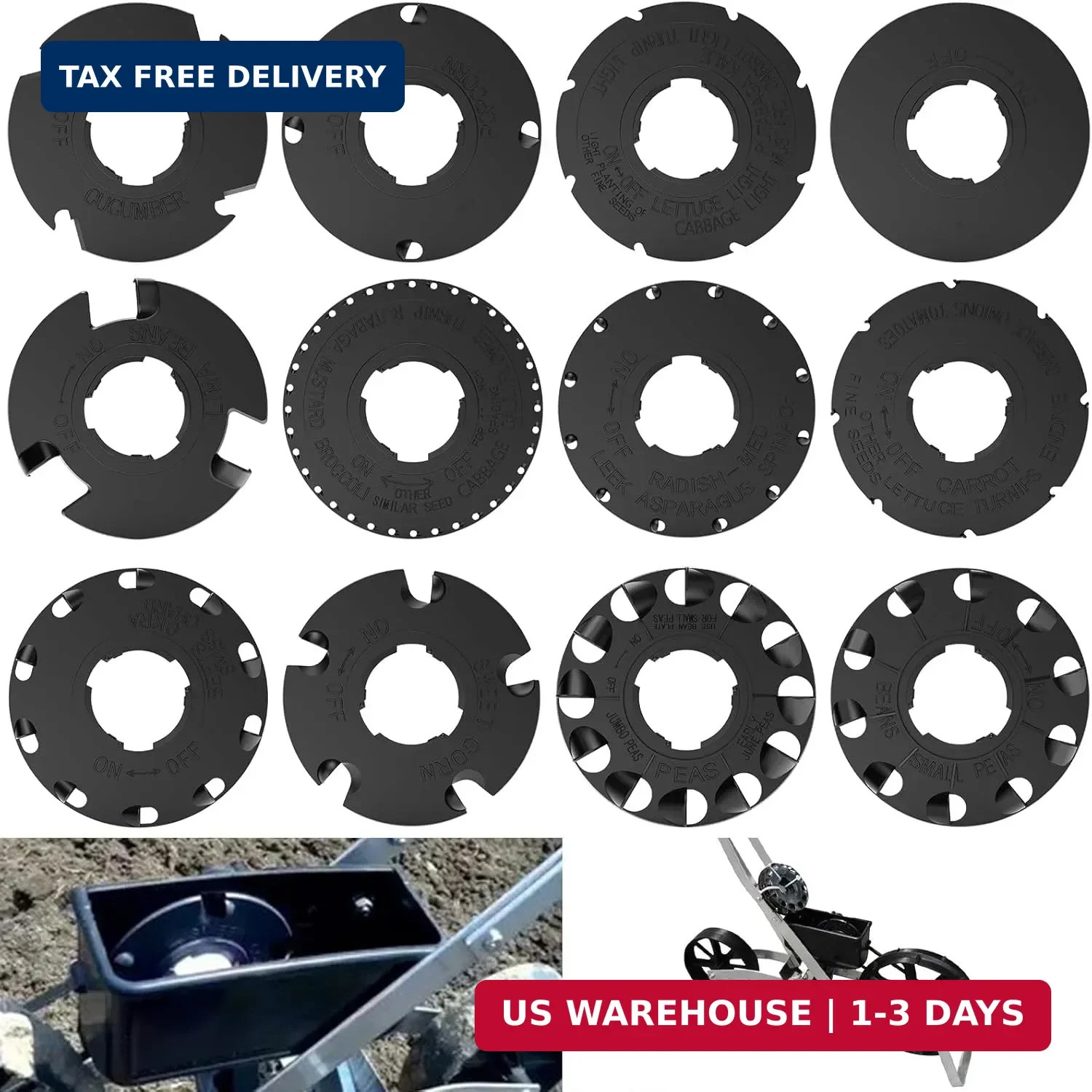60009 60010 Optional Seed Plate Set for EarthWay 10001 1001-B Garden Seeder, Fit