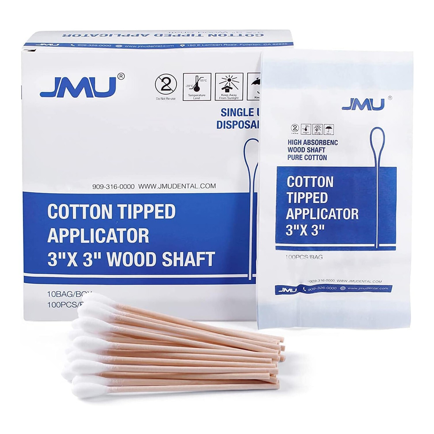 1000Pcs Cotton Swabs Wooden Handle Sticks 3 ” Q-Tips Medical Use Supply