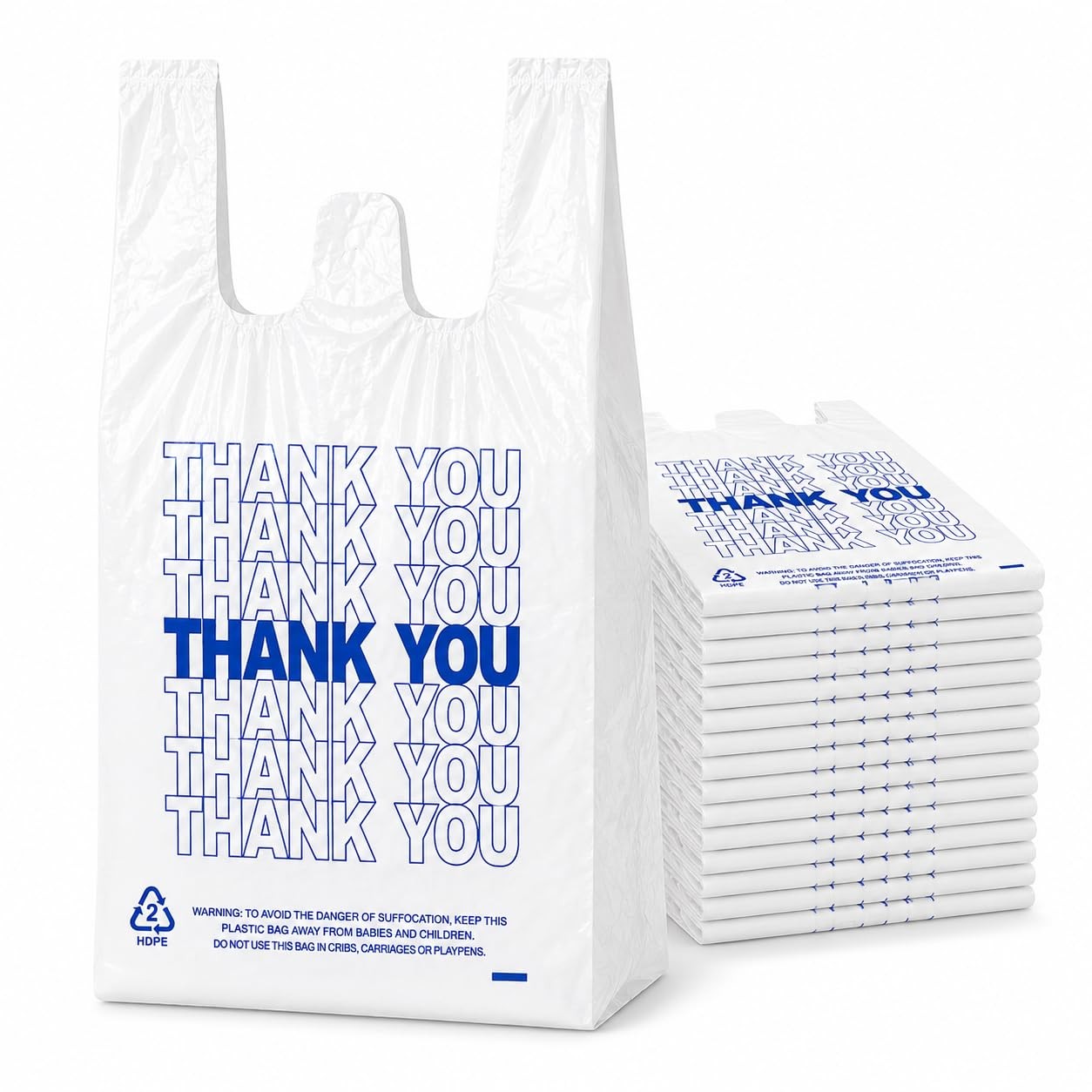YoYoRain 500 Count Plastic T-Shirt Bags, 11″ x 6″ x 21″, White, Grocery & Tak…