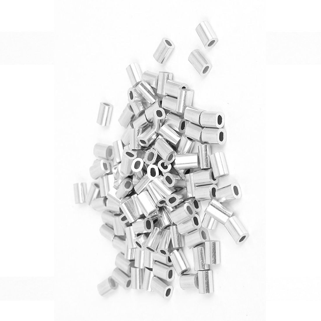 0.8mm 1/32-inch Wire Rope Aluminum Ferrules Sleeves Silver Tone 100